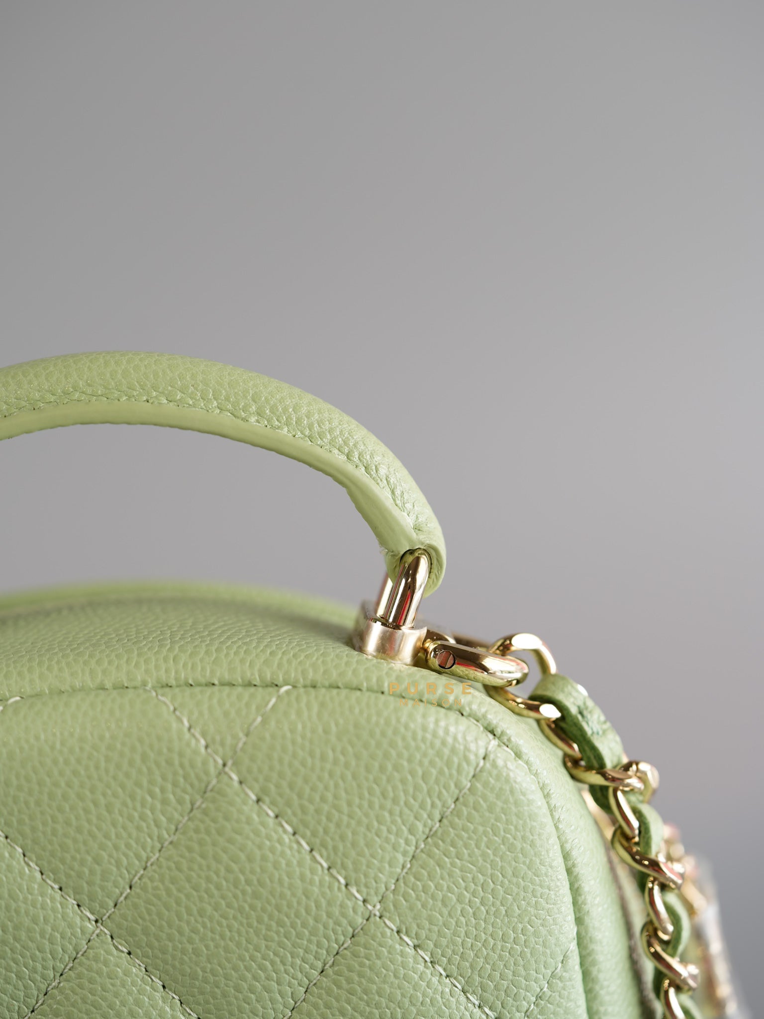 2024 Cruise Mini Backpack Sage Green Caviar and Light Gold Hardware (Microchip) | Purse Maison Luxury Bags Shop