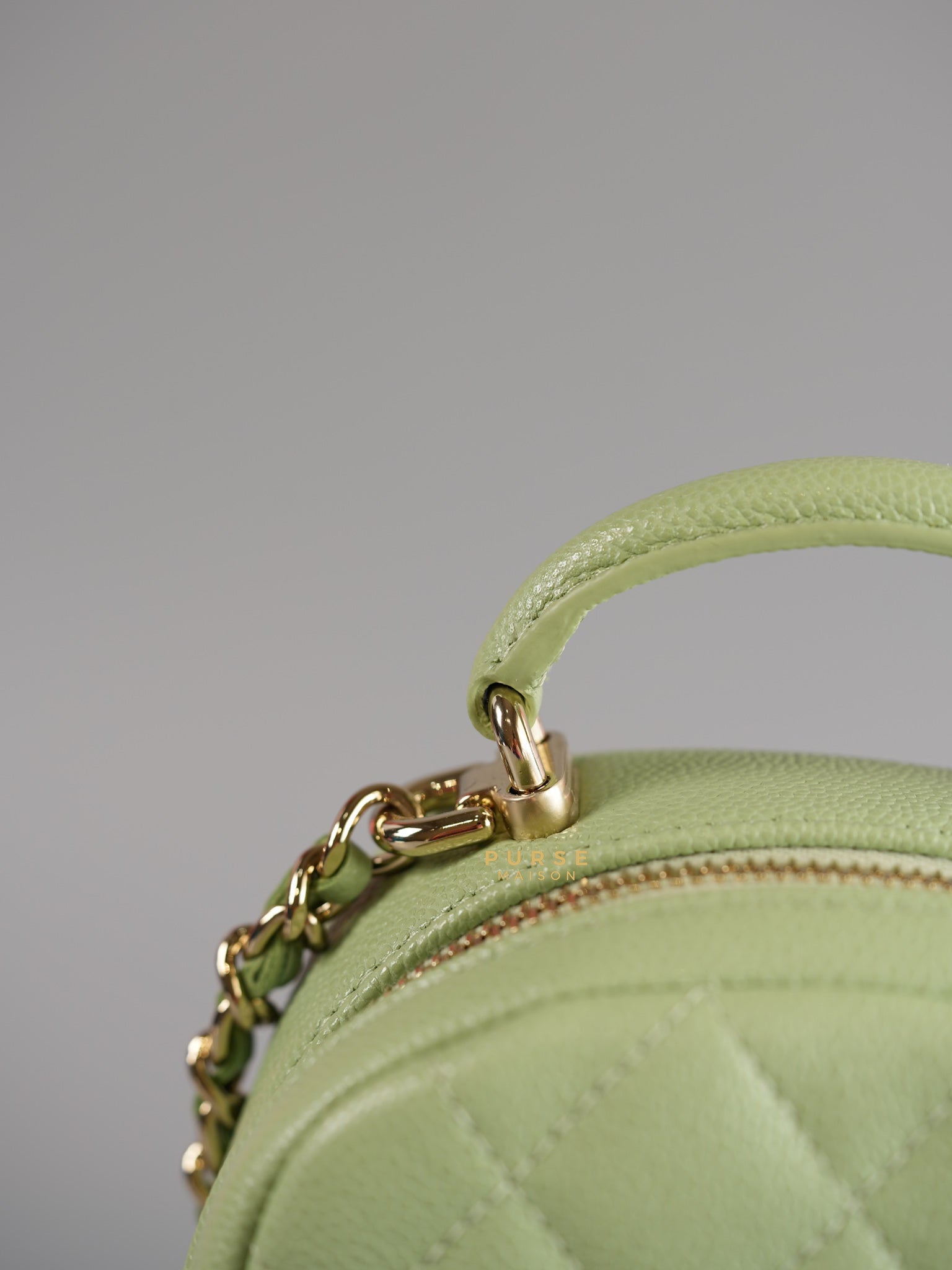 2024 Cruise Mini Backpack Sage Green Caviar and Light Gold Hardware (Microchip) | Purse Maison Luxury Bags Shop