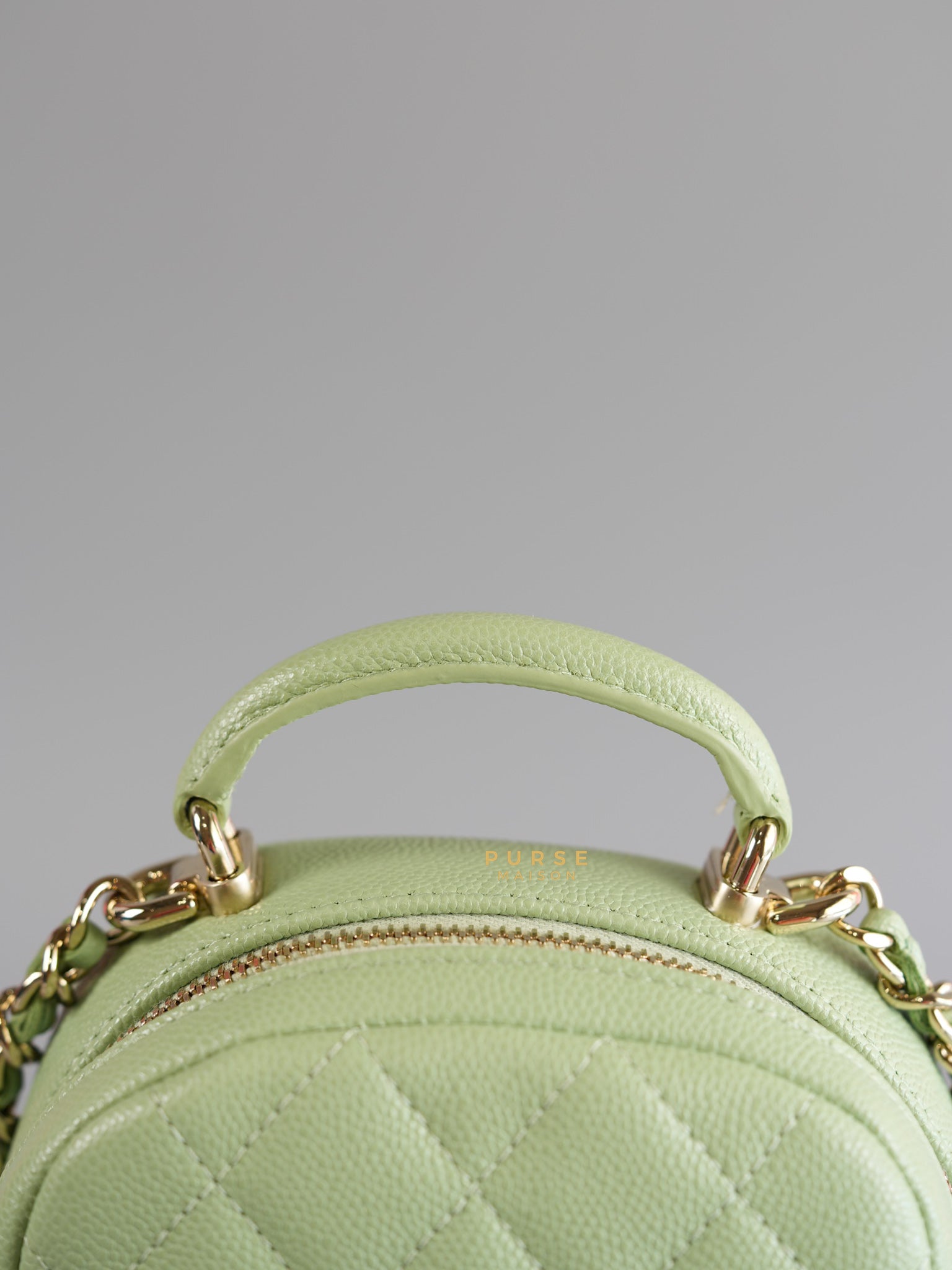 2024 Cruise Mini Backpack Sage Green Caviar and Light Gold Hardware (Microchip) | Purse Maison Luxury Bags Shop