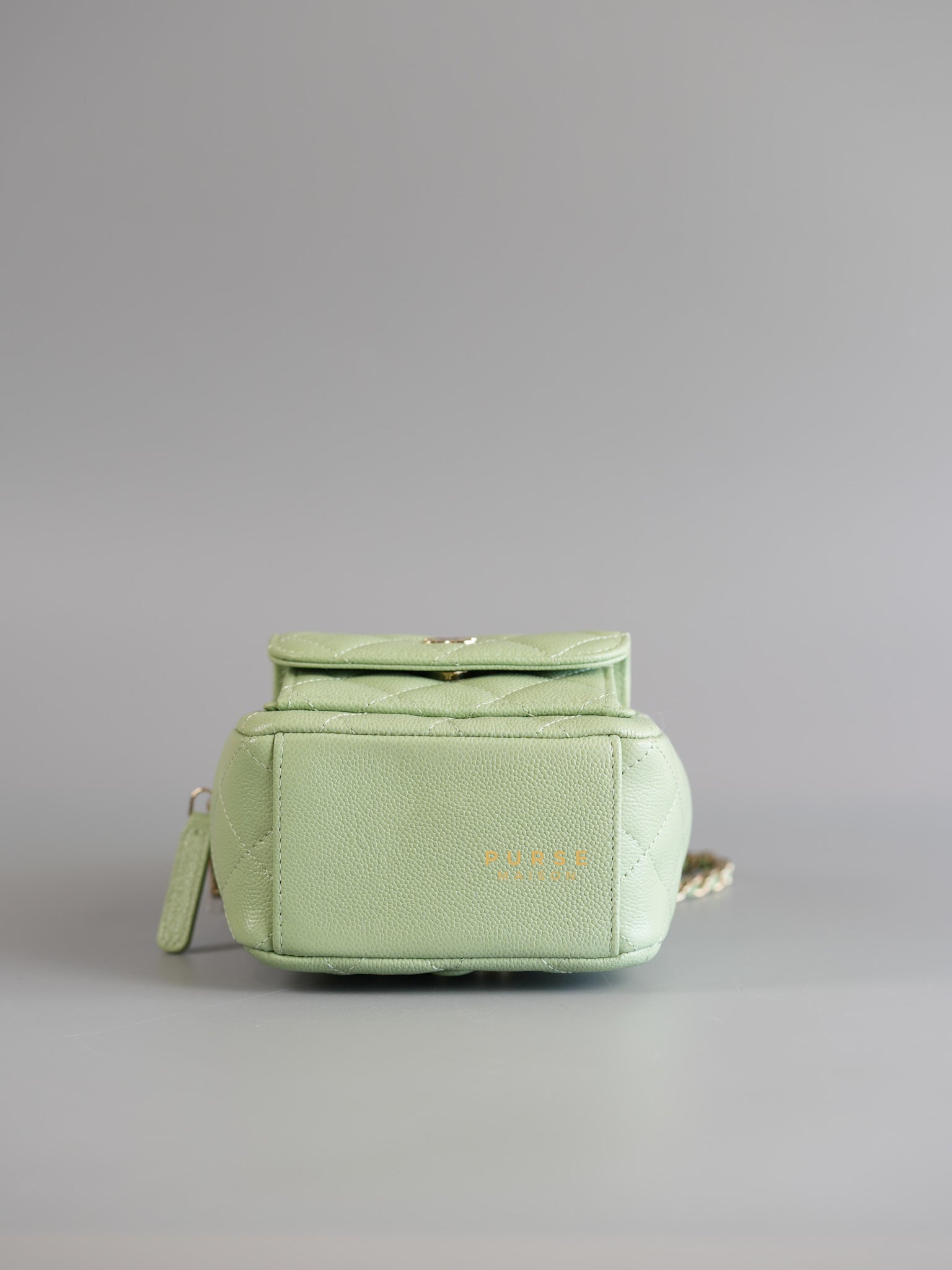 2024 Cruise Mini Backpack Sage Green Caviar and Light Gold Hardware (Microchip) | Purse Maison Luxury Bags Shop