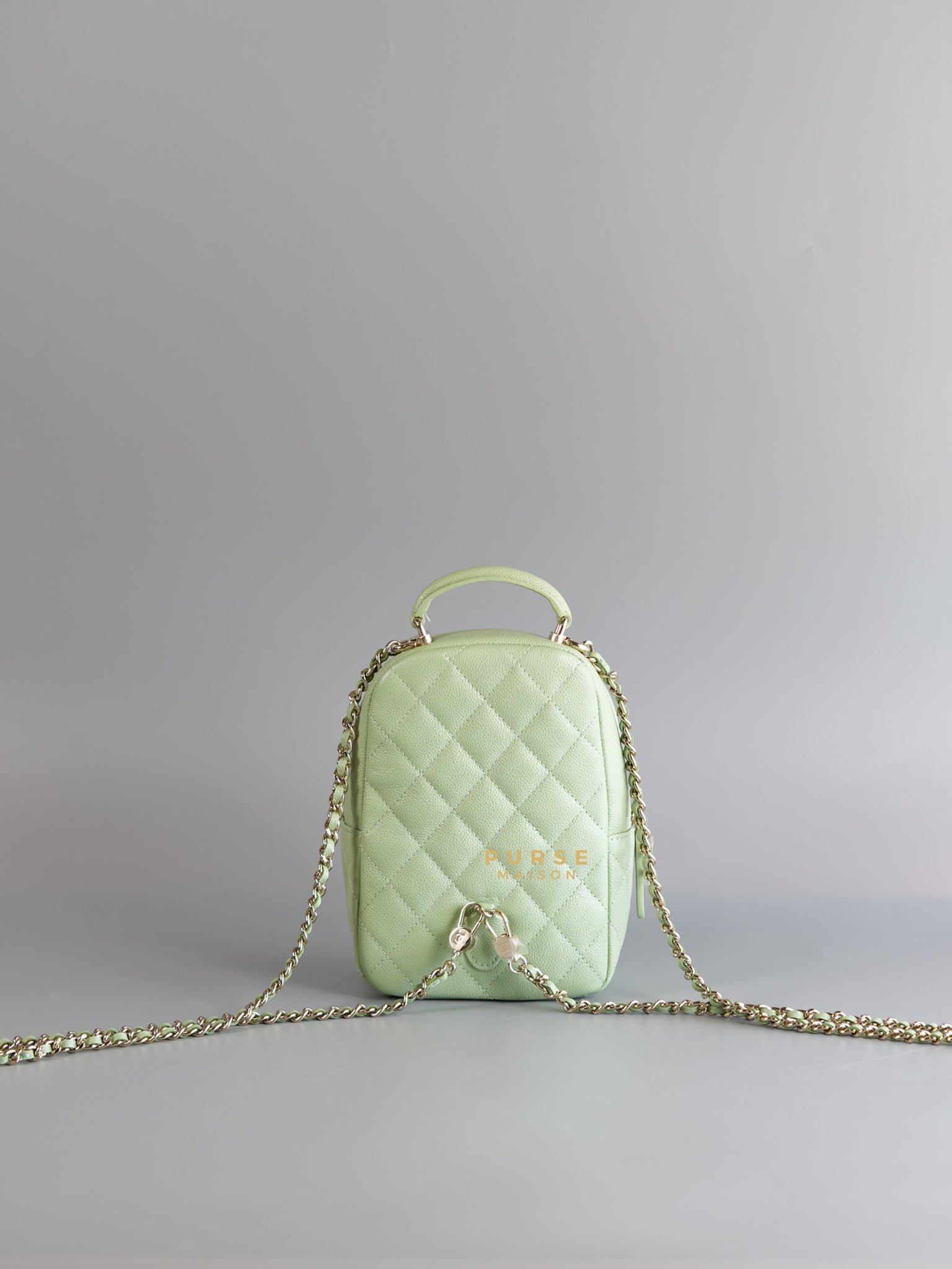 2024 Cruise Mini Backpack Sage Green Caviar and Light Gold Hardware (Microchip) | Purse Maison Luxury Bags Shop