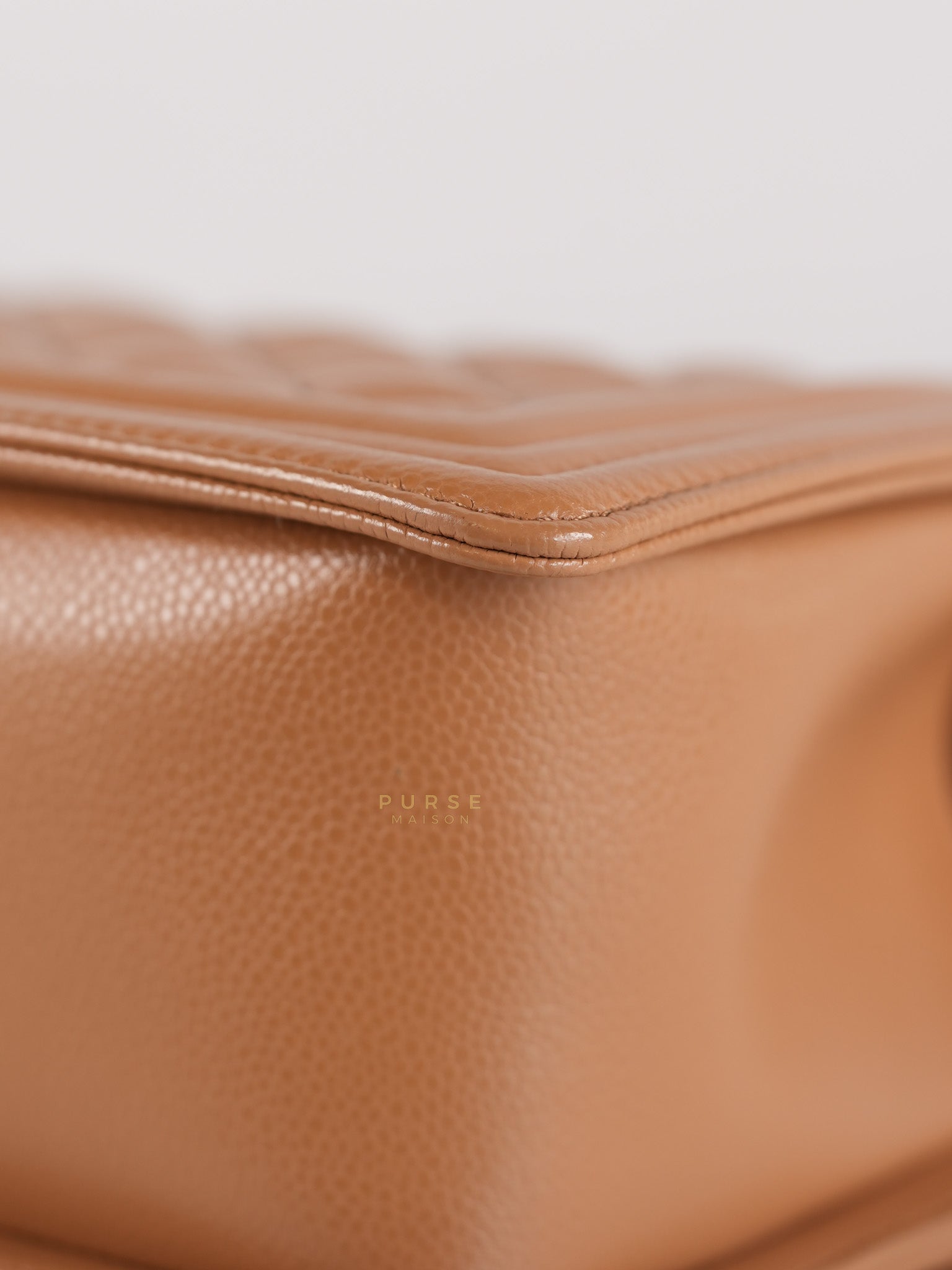 21K Le Boy Old Medium in Brown Quilted Caviar Leather & Light Gold Hardware(Microchip) | Purse Maison Luxury Bags Shop