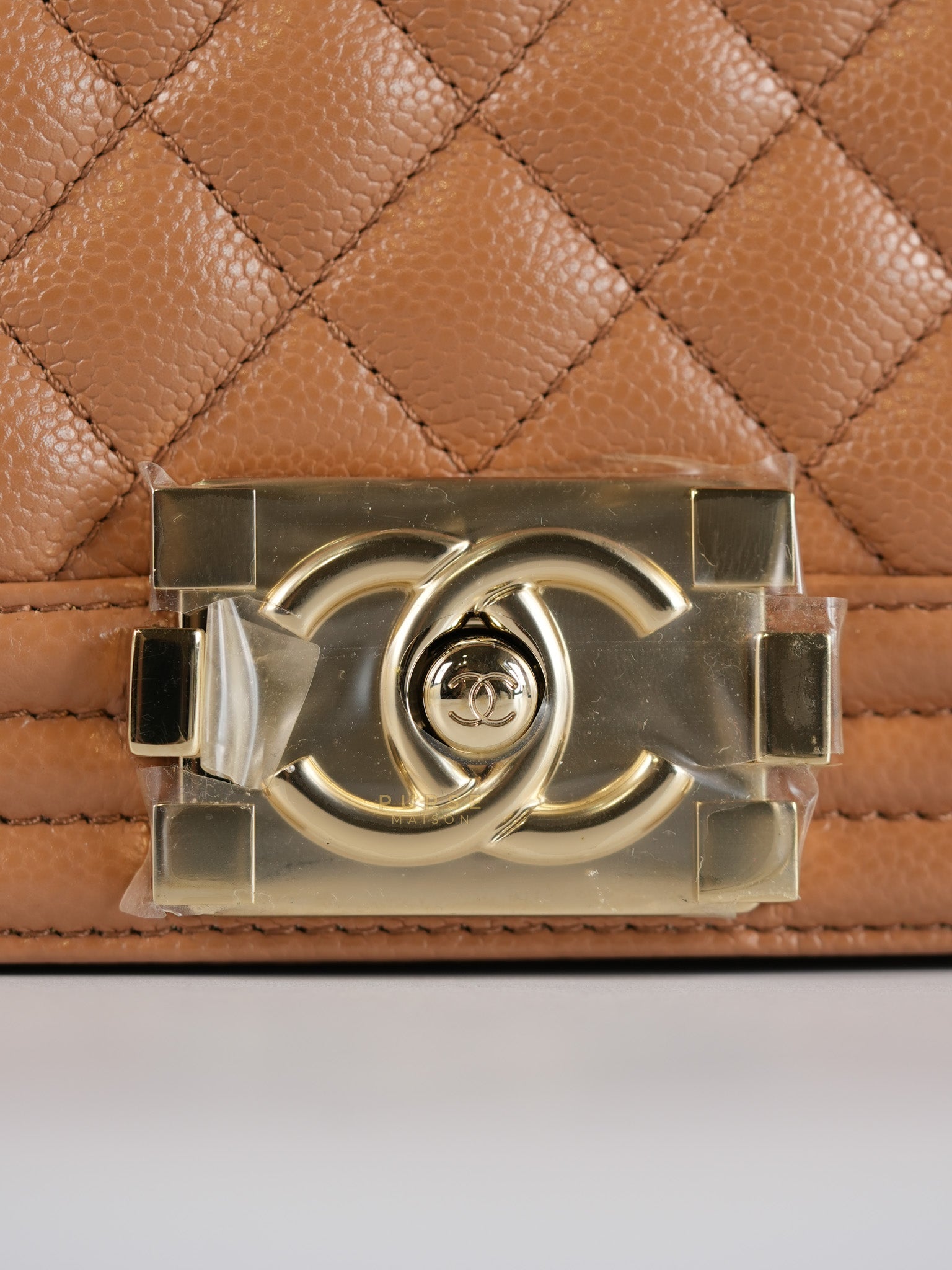 21K Le Boy Old Medium in Brown Quilted Caviar Leather & Light Gold Hardware(Microchip) | Purse Maison Luxury Bags Shop