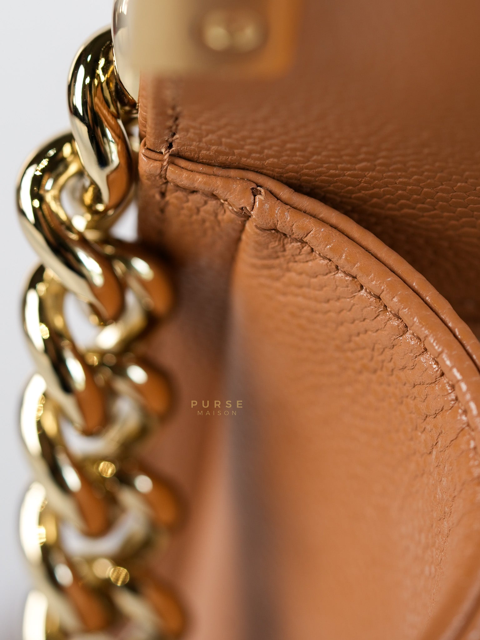 21K Le Boy Old Medium in Brown Quilted Caviar Leather & Light Gold Hardware(Microchip) | Purse Maison Luxury Bags Shop