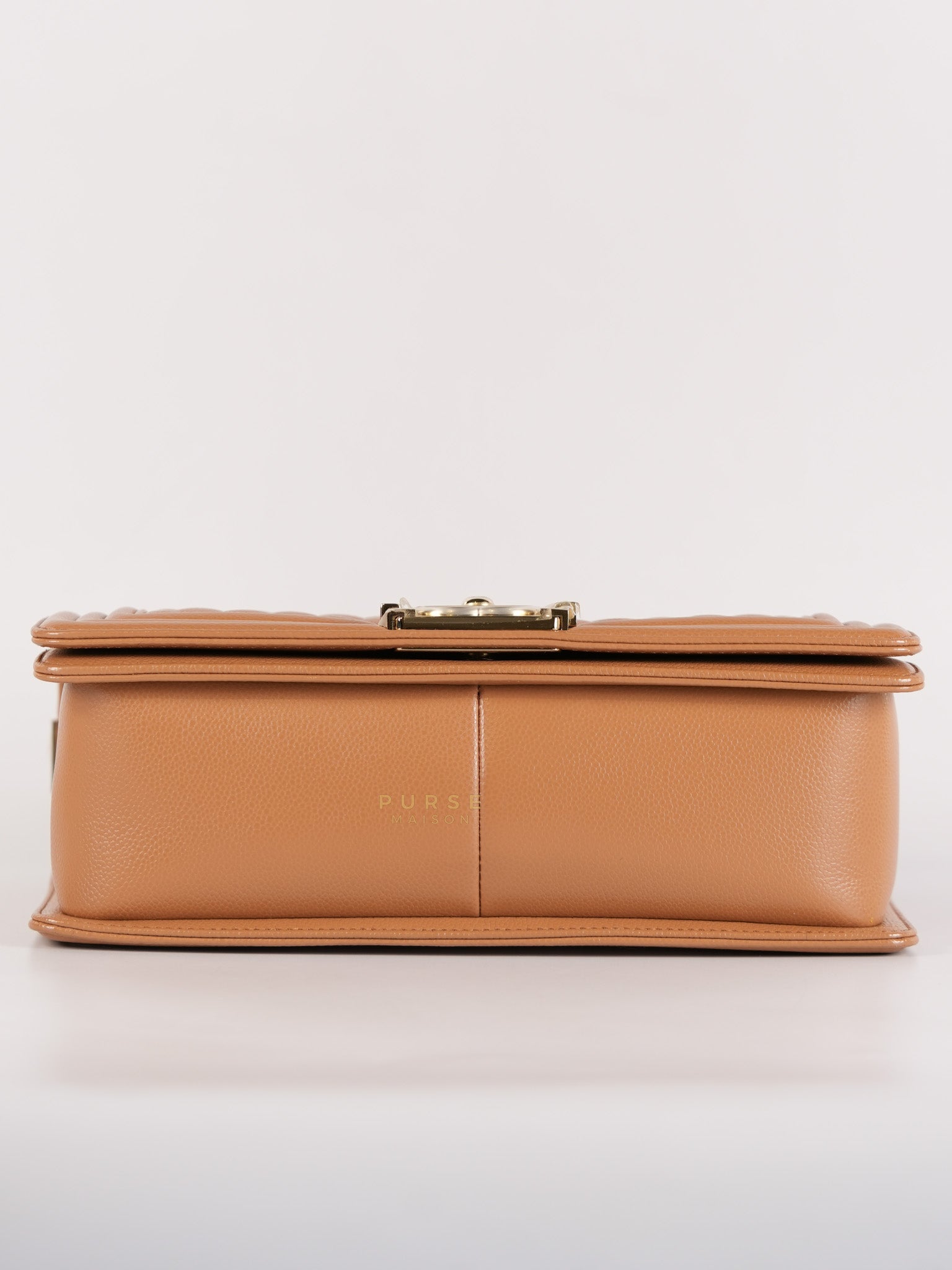 21K Le Boy Old Medium in Brown Quilted Caviar Leather & Light Gold Hardware(Microchip) | Purse Maison Luxury Bags Shop