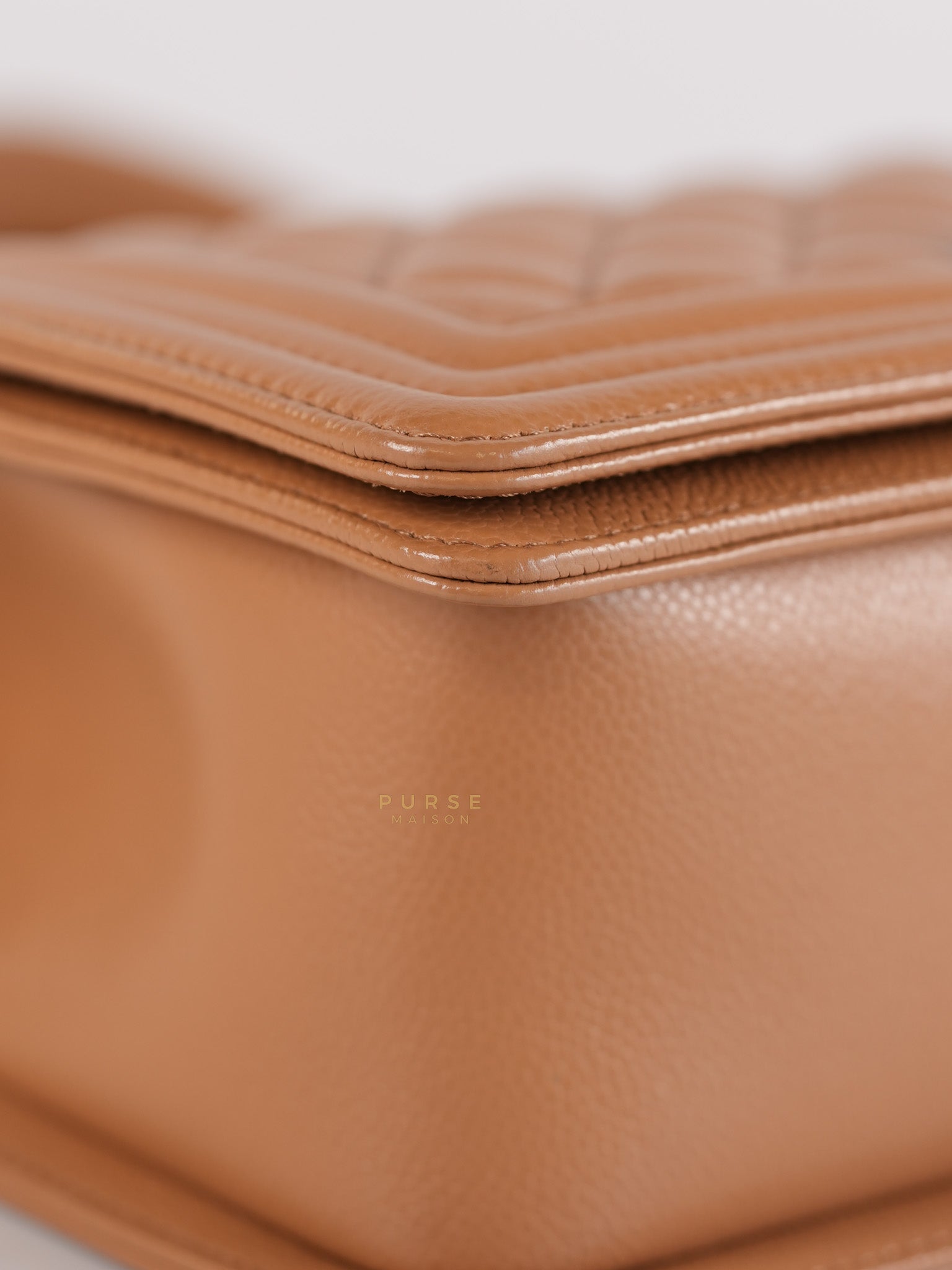 21K Le Boy Old Medium in Brown Quilted Caviar Leather & Light Gold Hardware(Microchip) | Purse Maison Luxury Bags Shop