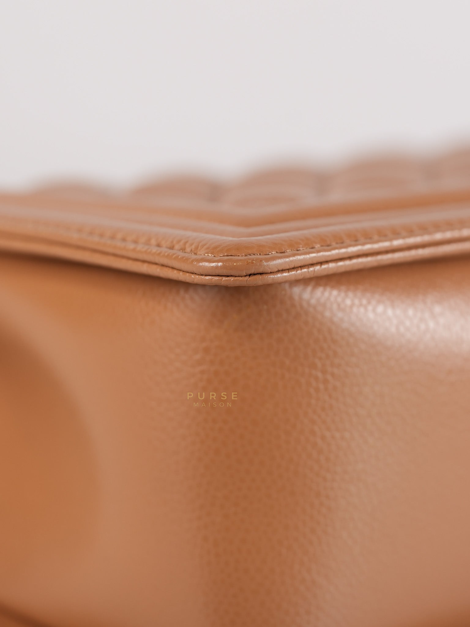 21K Le Boy Old Medium in Brown Quilted Caviar Leather & Light Gold Hardware(Microchip) | Purse Maison Luxury Bags Shop