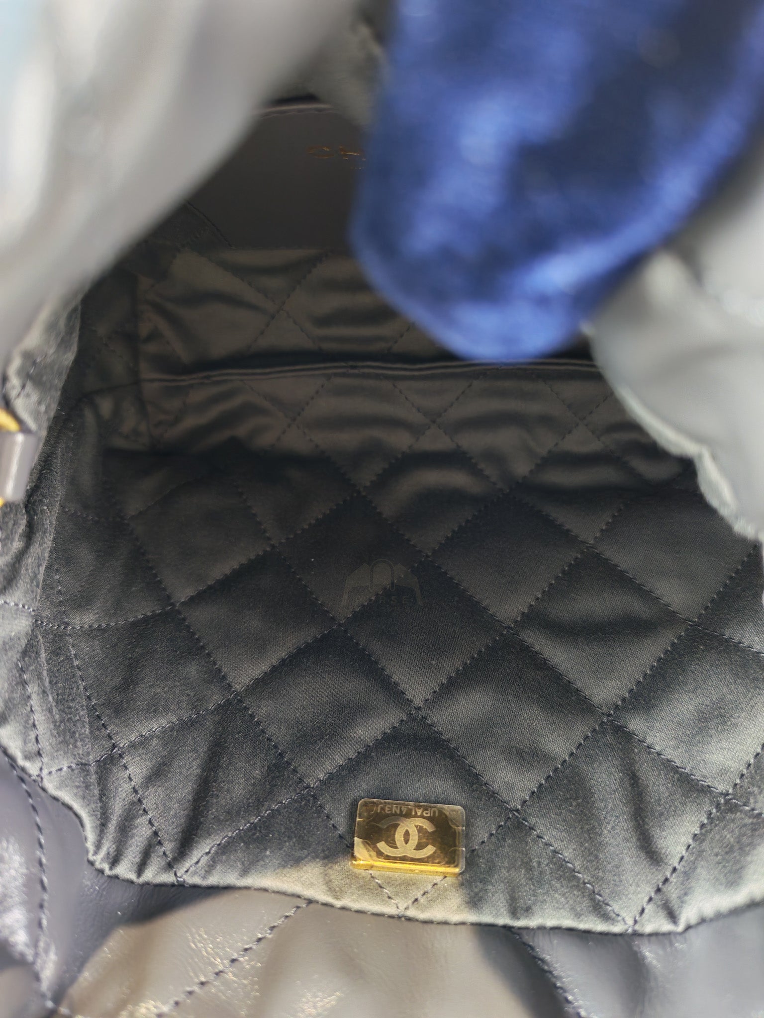 22 Mini in Dark Gray Calfskin Leather Aged Gold Hardware (Microchip) | Purse Maison Luxury Bags Shop