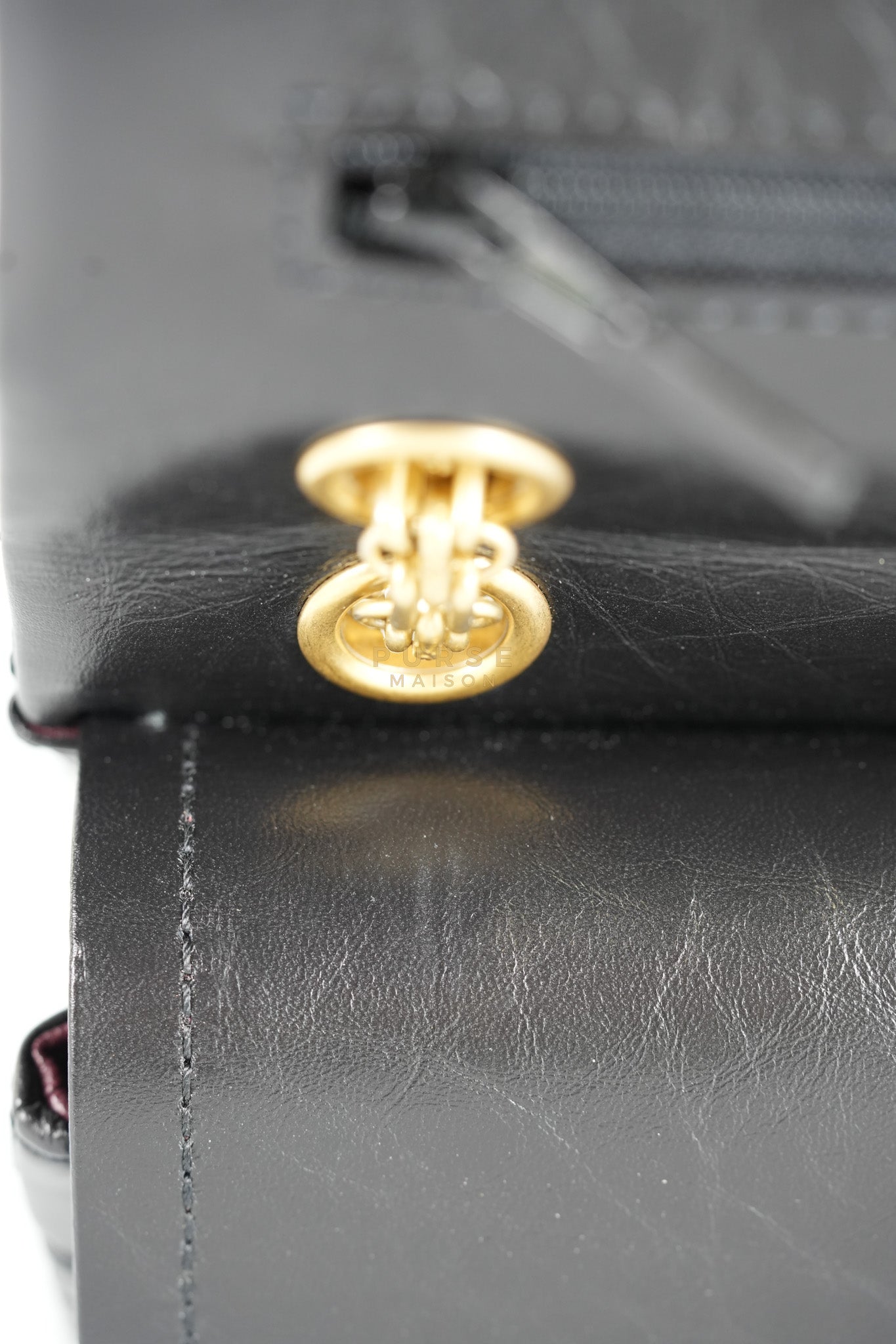 Reissue 2.55 Size 225 Small Black in Calfskin Distressed Leather (Microchip)