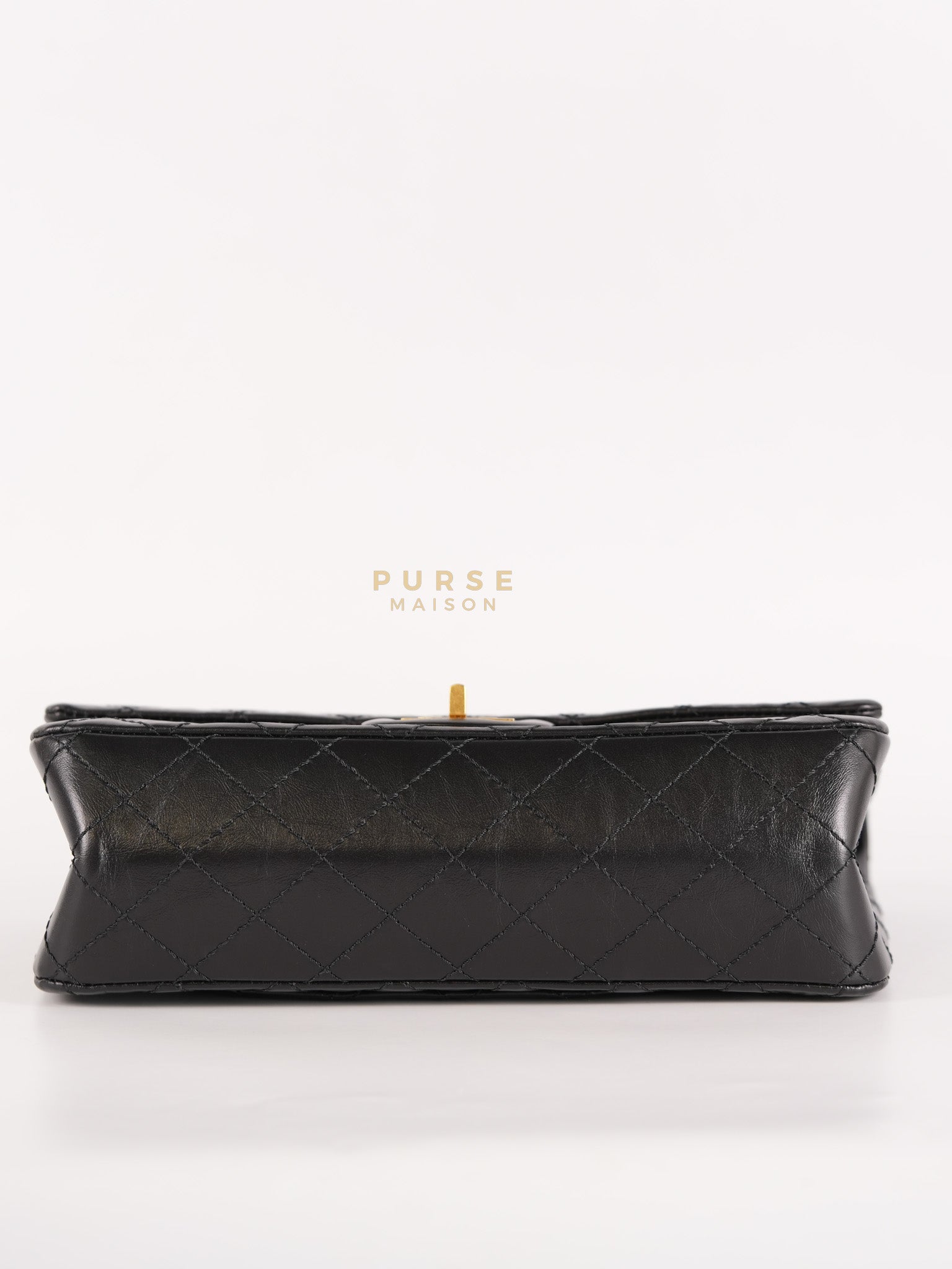 Reissue 2.55 Size 225 Small Black in Calfskin Distressed Leather (Microchip)