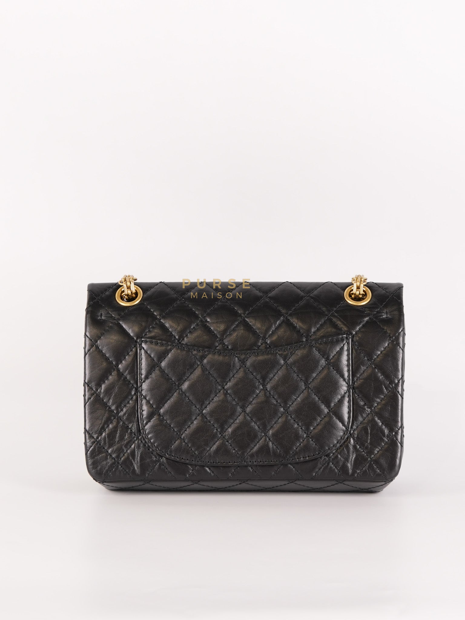 Reissue 2.55 Size 225 Small Black in Calfskin Distressed Leather (Microchip)