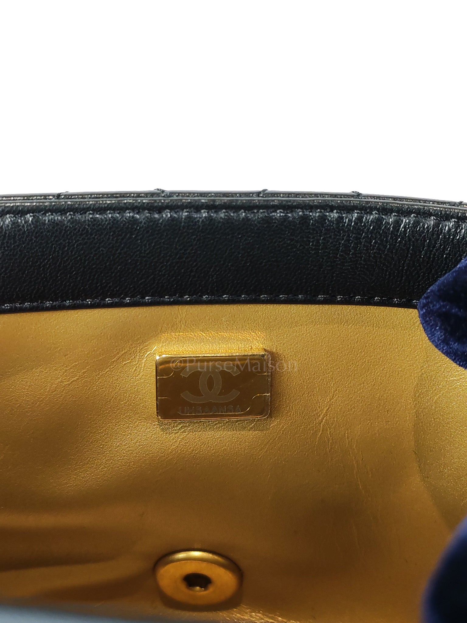 22S Mini Square Pearl Crush in Black Lambskin Leather and Aged Gold Harwadre (Microchip) | Purse Maison Luxury Bags Shop