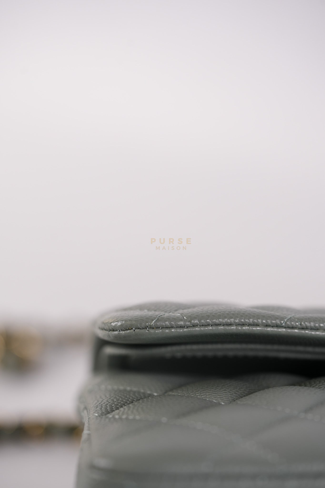 23C Classic Double Flap Small in Grey Quilted Caviar Leather and Light Gold Hardware (Microchip) | Purse Maison Luxury Bags Shop