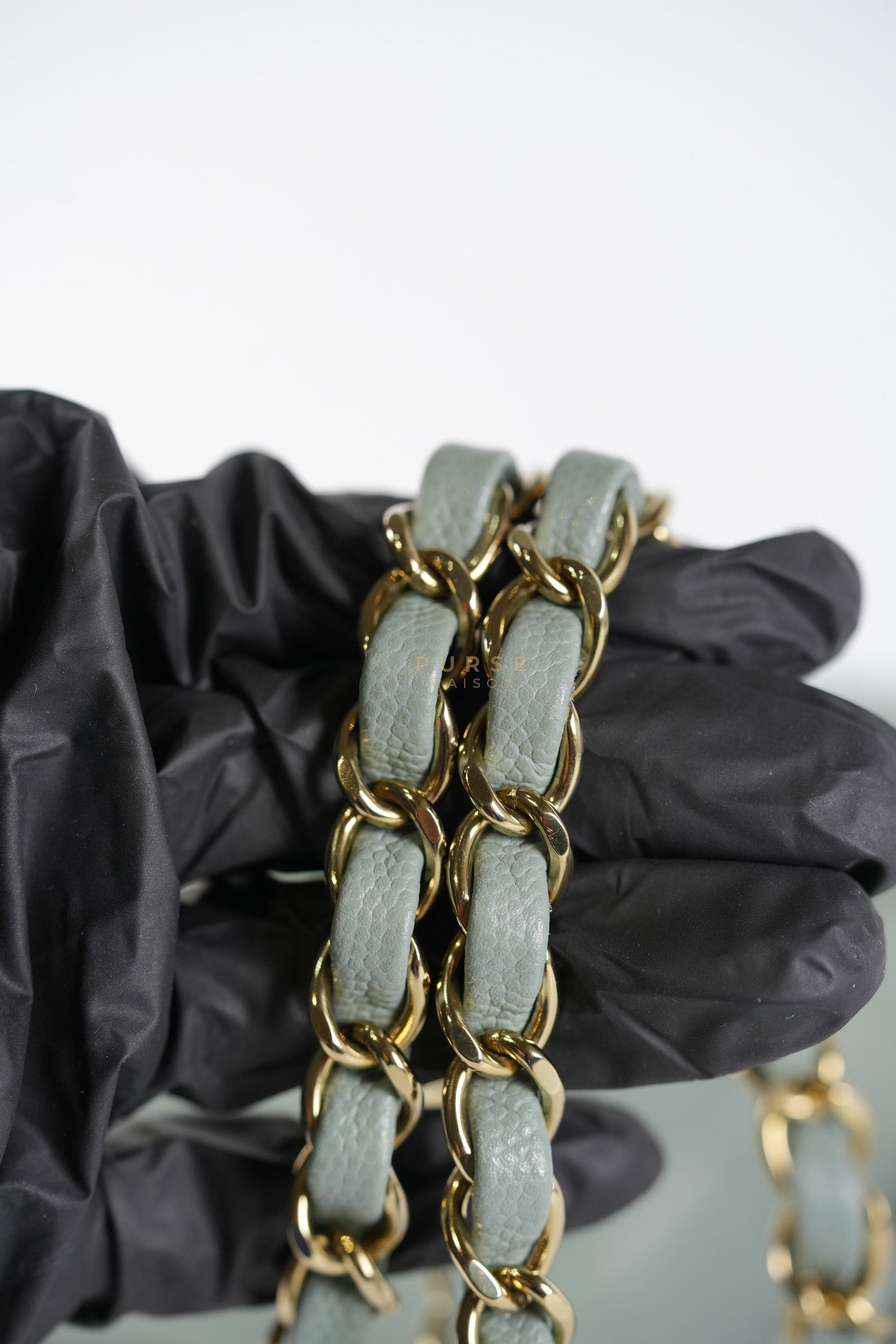 23C Classic Double Flap Small in Grey Quilted Caviar Leather and Light Gold Hardware (Microchip) | Purse Maison Luxury Bags Shop