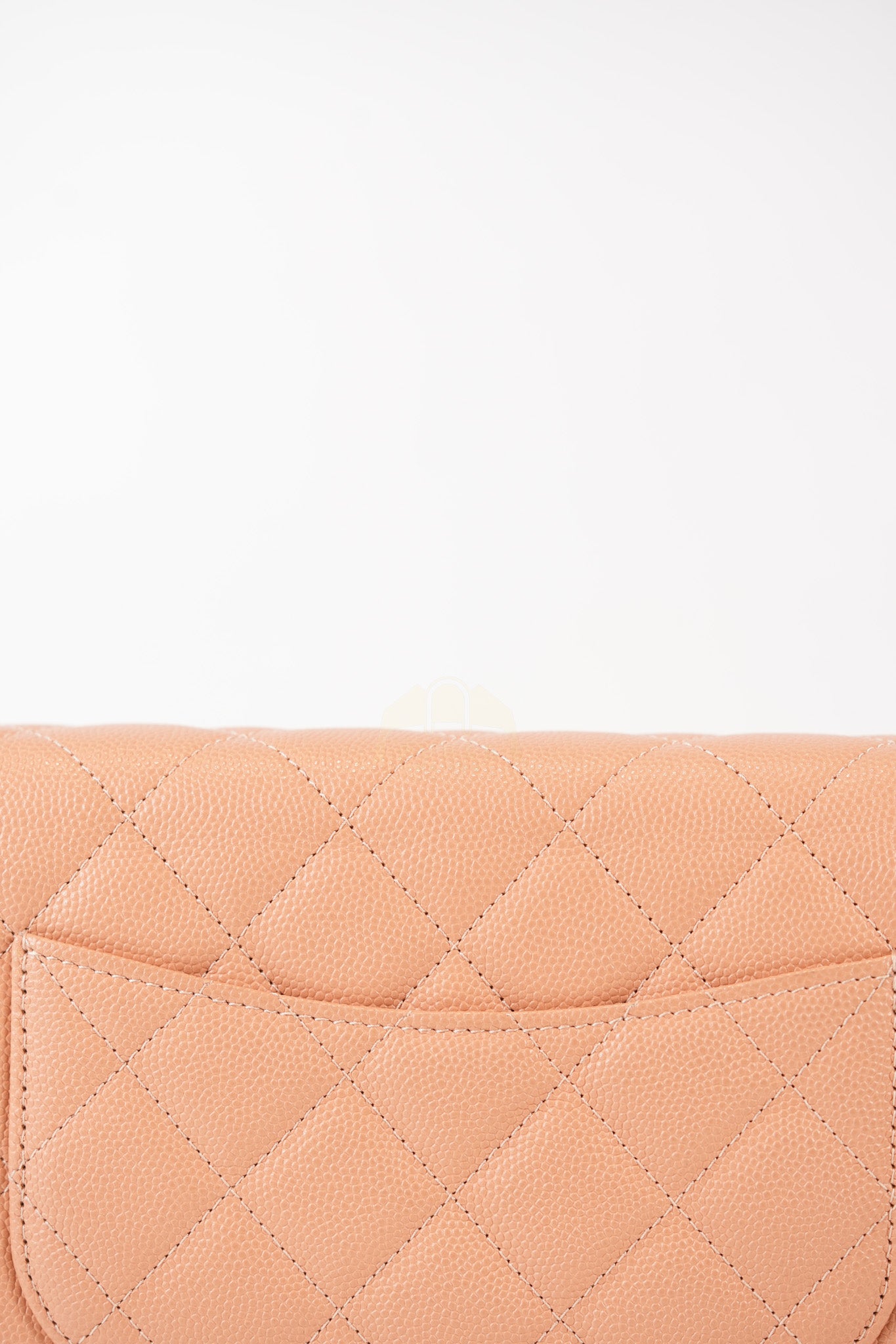 23P Wallet On Chain (WOC) Beige-Peach in Quilted Caviar Light Gold Hardware (Microchip) | Purse Maison Luxury Bags Shop