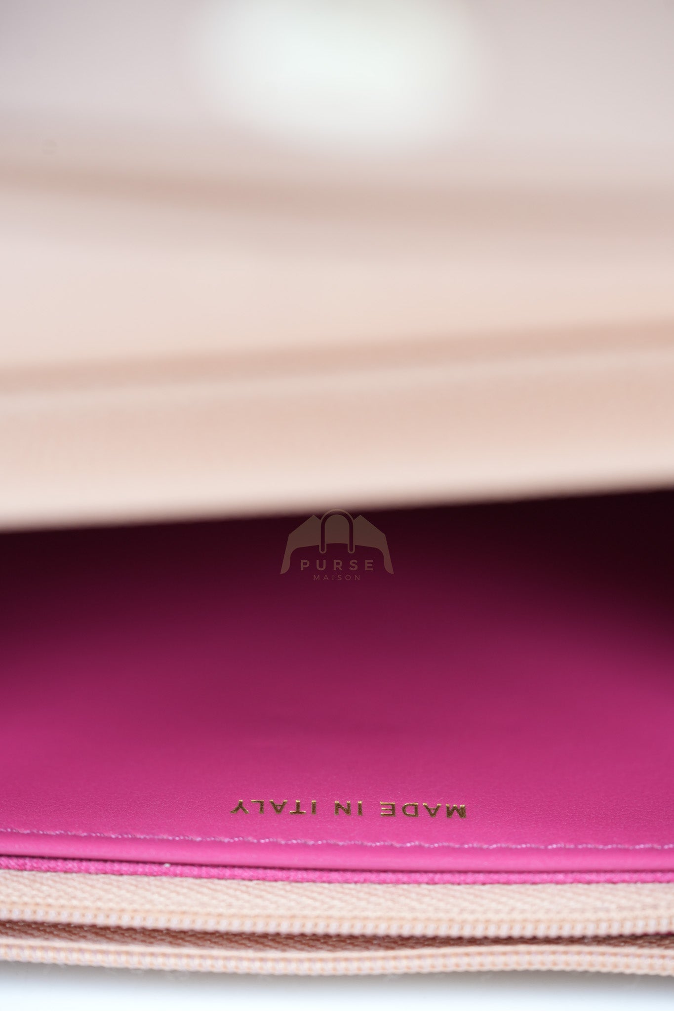 23P Wallet On Chain (WOC) Beige-Peach in Quilted Caviar Light Gold Hardware (Microchip) | Purse Maison Luxury Bags Shop