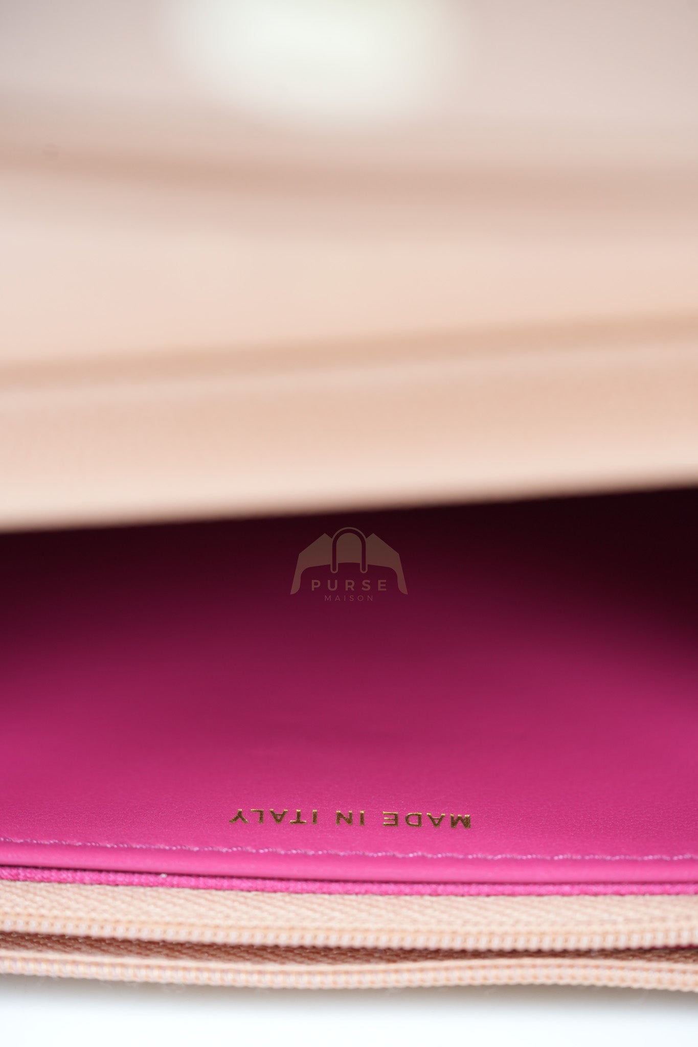 23P Wallet On Chain (WOC) Beige-Peach in Quilted Caviar Light Gold Hardware (Microchip) | Purse Maison Luxury Bags Shop