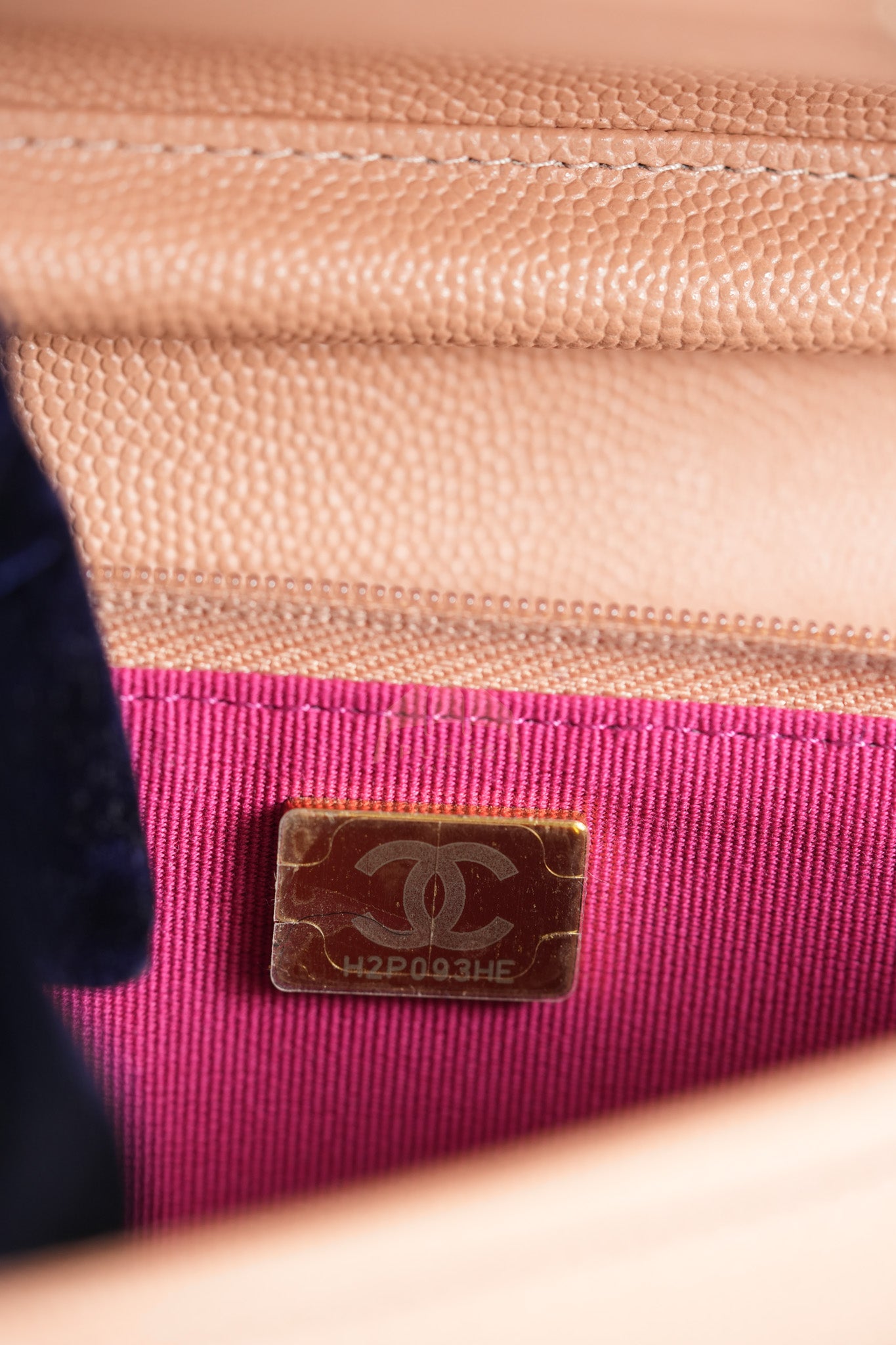 23P Wallet On Chain (WOC) Beige-Peach in Quilted Caviar Light Gold Hardware (Microchip) | Purse Maison Luxury Bags Shop