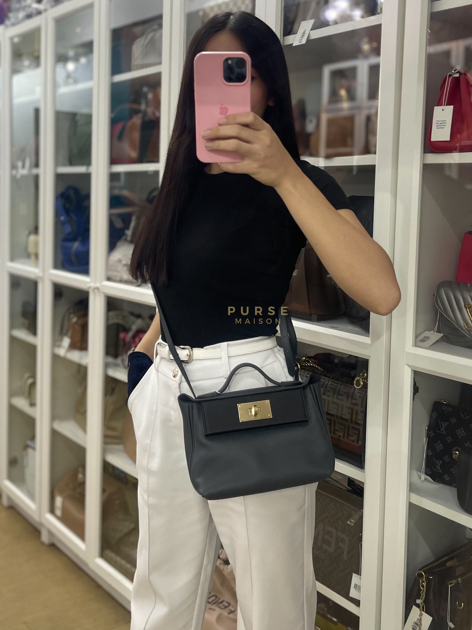 24/24 Ardoise Bi-color 21 Evercolor/Swift Double Leather and Gold Hardware Stamp K (2025) | Purse Maison Luxury Bags Shop