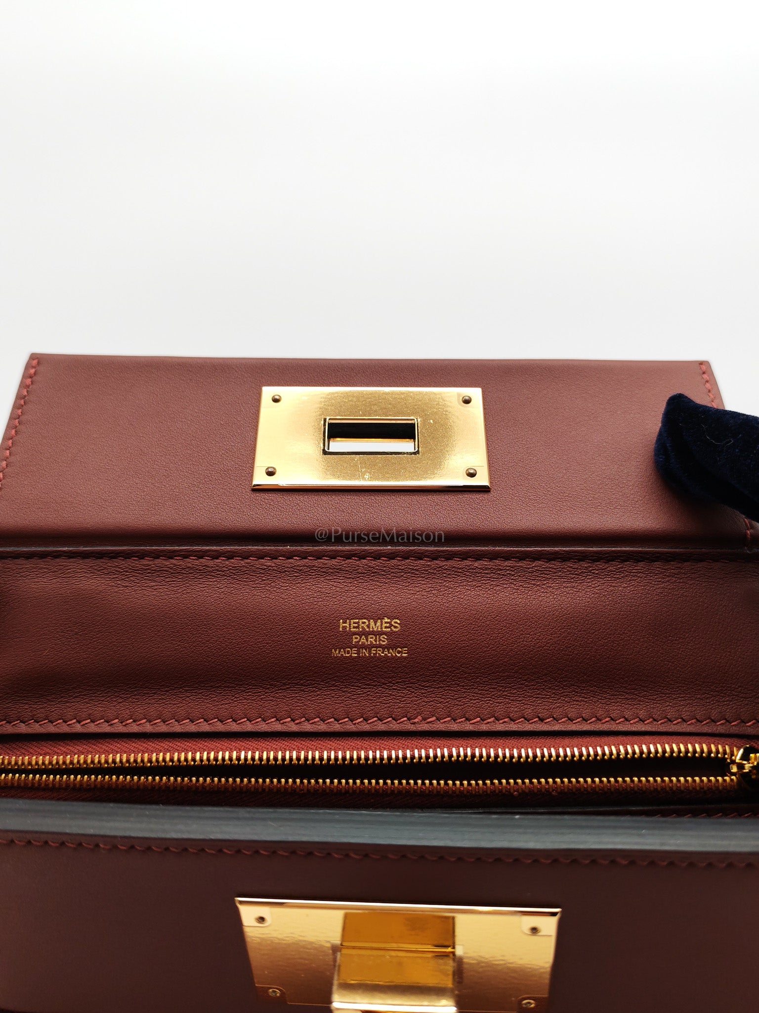 24/24 Mini in Rouge H Evercolor Leather and Gold Hardware Stamp W (2024) | Purse Maison Luxury Bags Shop