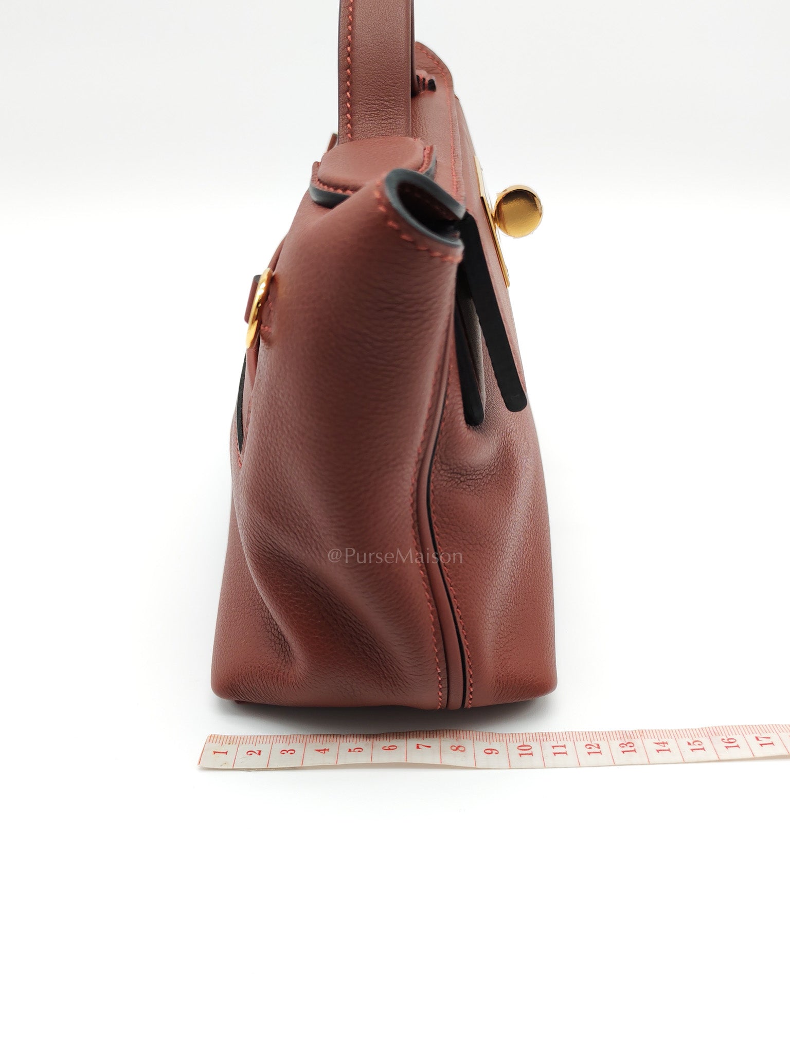 24/24 Mini in Rouge H Evercolor Leather and Gold Hardware Stamp W (2024) | Purse Maison Luxury Bags Shop