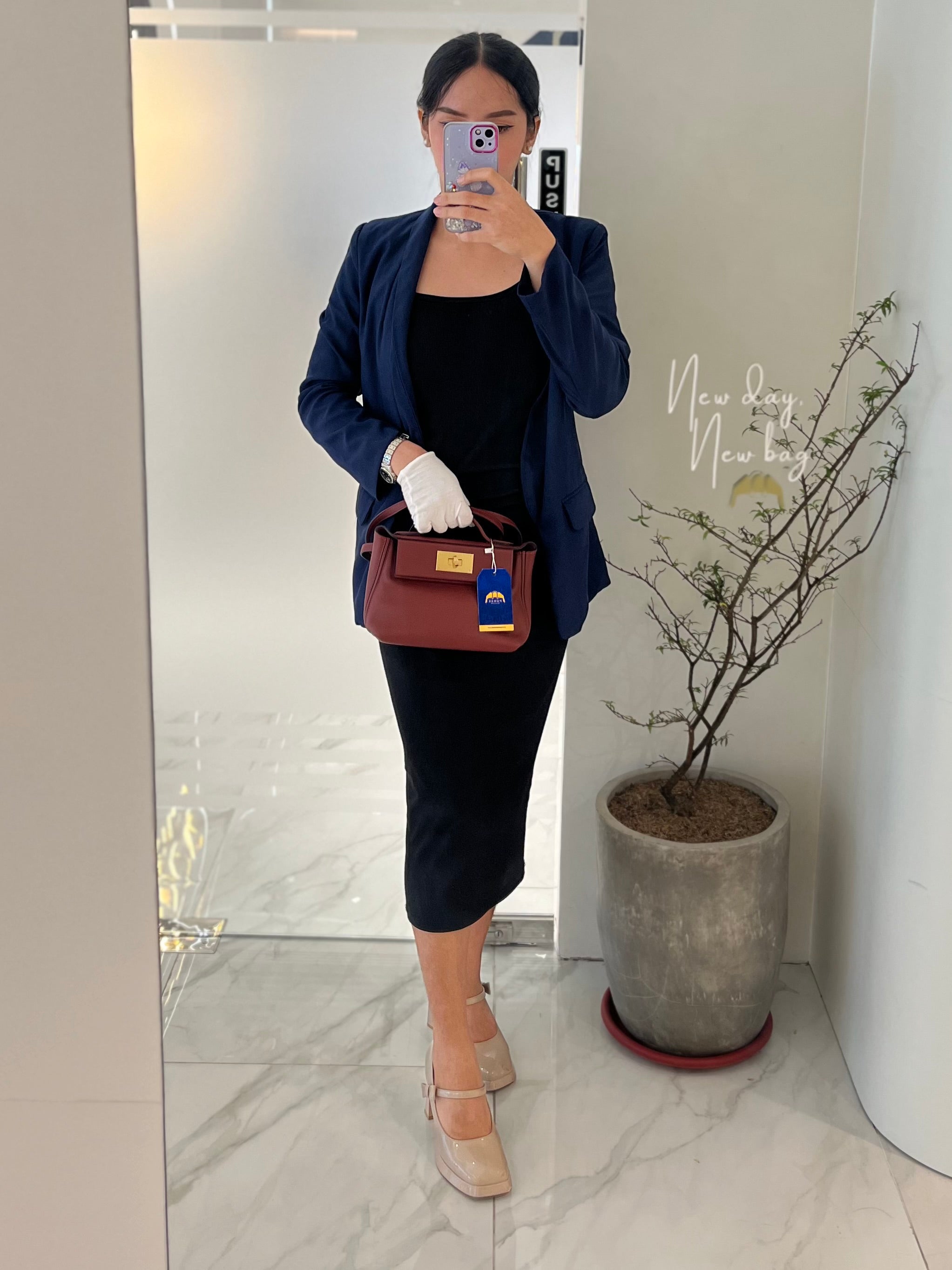 24/24 Mini in Rouge H Evercolor Leather and Gold Hardware Stamp W (2024) | Purse Maison Luxury Bags Shop