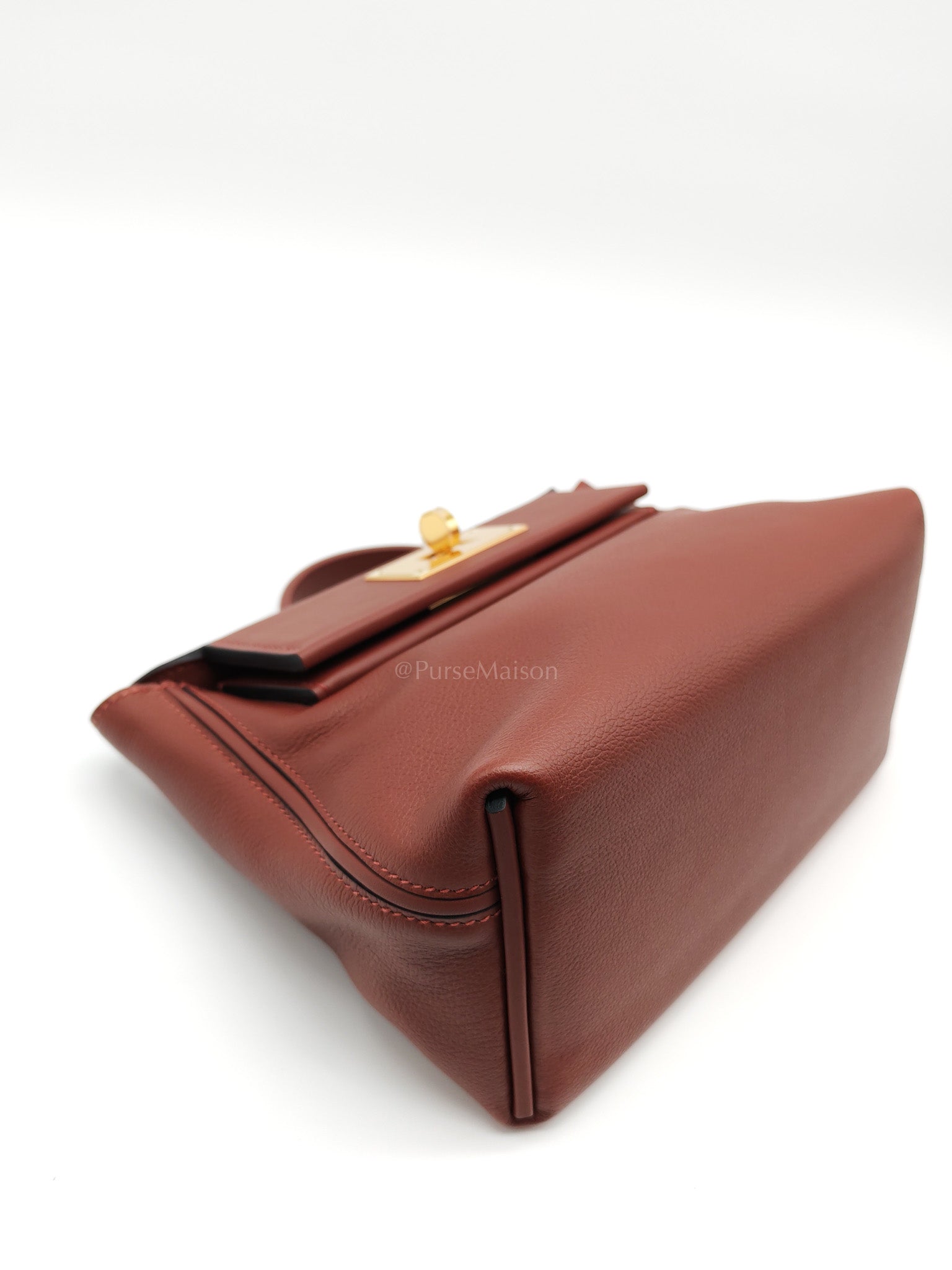 24/24 Mini in Rouge H Evercolor Leather and Gold Hardware Stamp W (2024) | Purse Maison Luxury Bags Shop