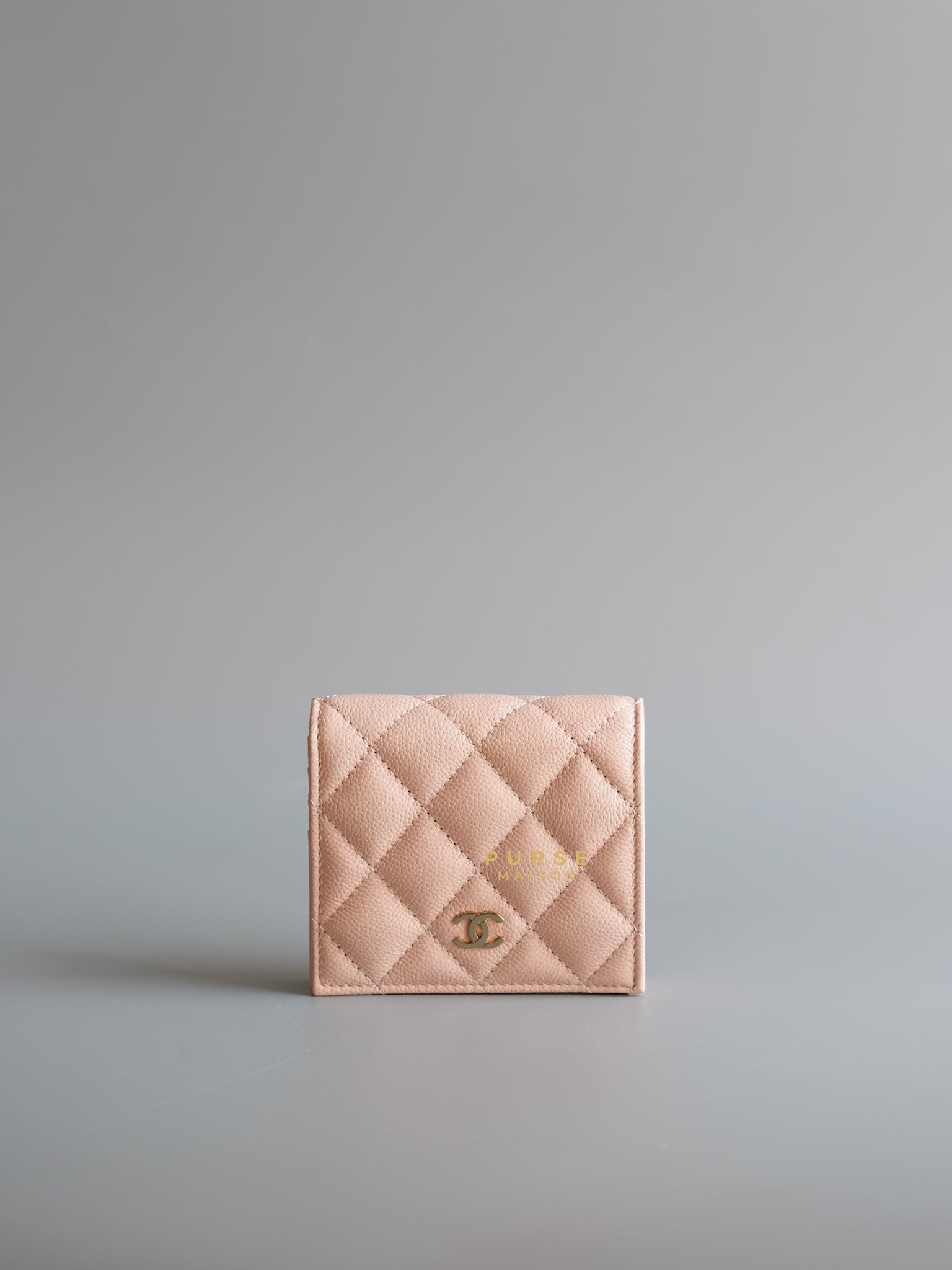 24C Cruise Folding Wallet in Peachy Pink Caviar Leather and Gold Hardware (microchip) | Purse Maison Luxury Bags Shop