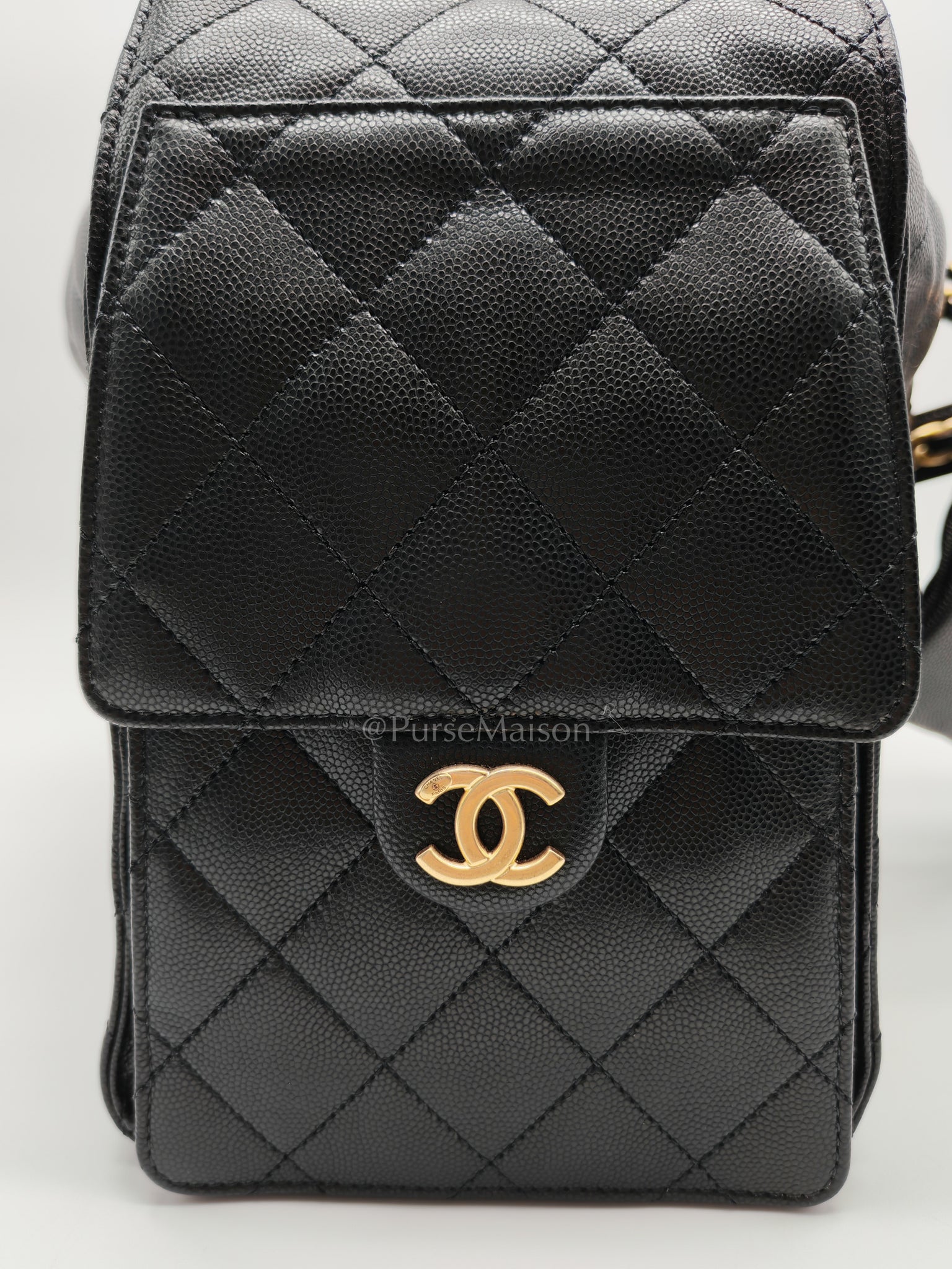 25 Medium in Black Caviar Leather and Aged Gold Hardware (Microchip) | Purse Maison Luxury Bags Shop