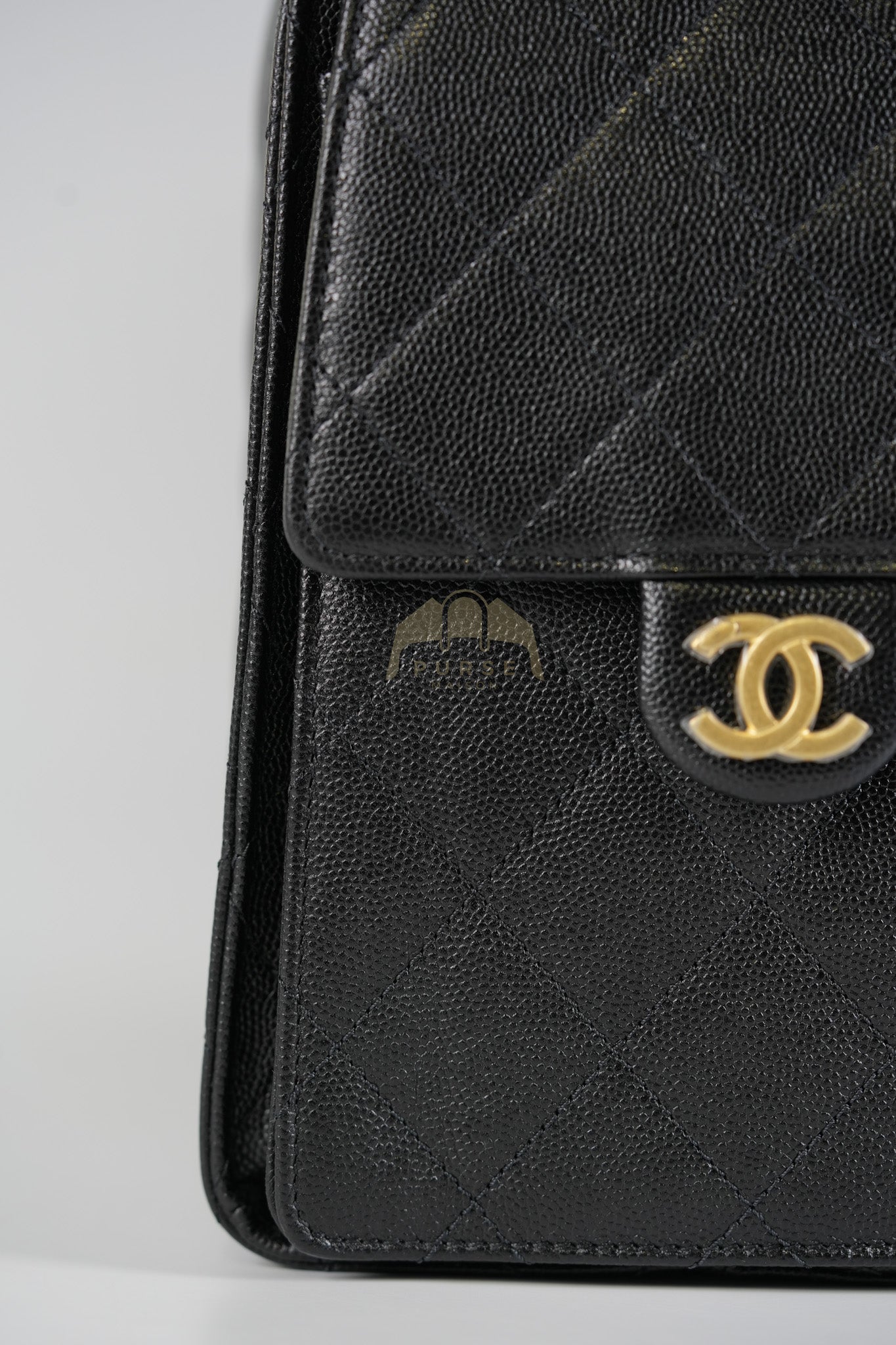 25 Medium in Black Caviar Leather and Aged Gold Hardware (Microchip) | Purse Maison Luxury Bags Shop