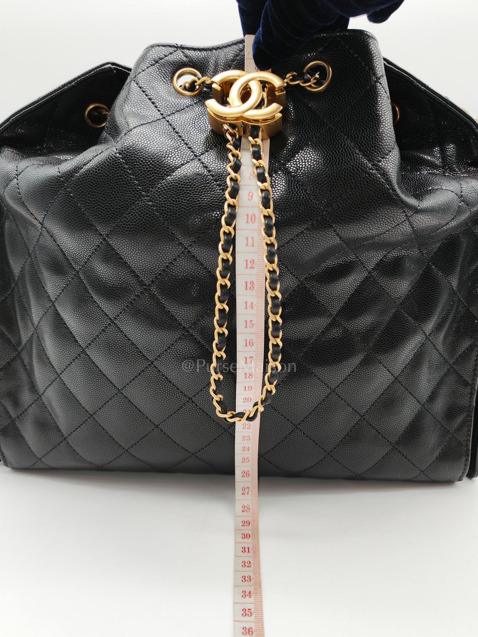 25 Medium in Black Caviar Leather and Aged Gold Hardware (Microchip) | Purse Maison Luxury Bags Shop