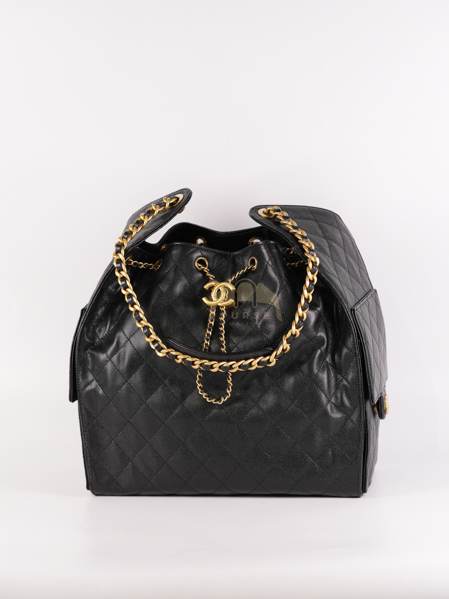 25 Medium in Black Caviar Leather and Aged Gold Hardware (Microchip) | Purse Maison Luxury Bags Shop