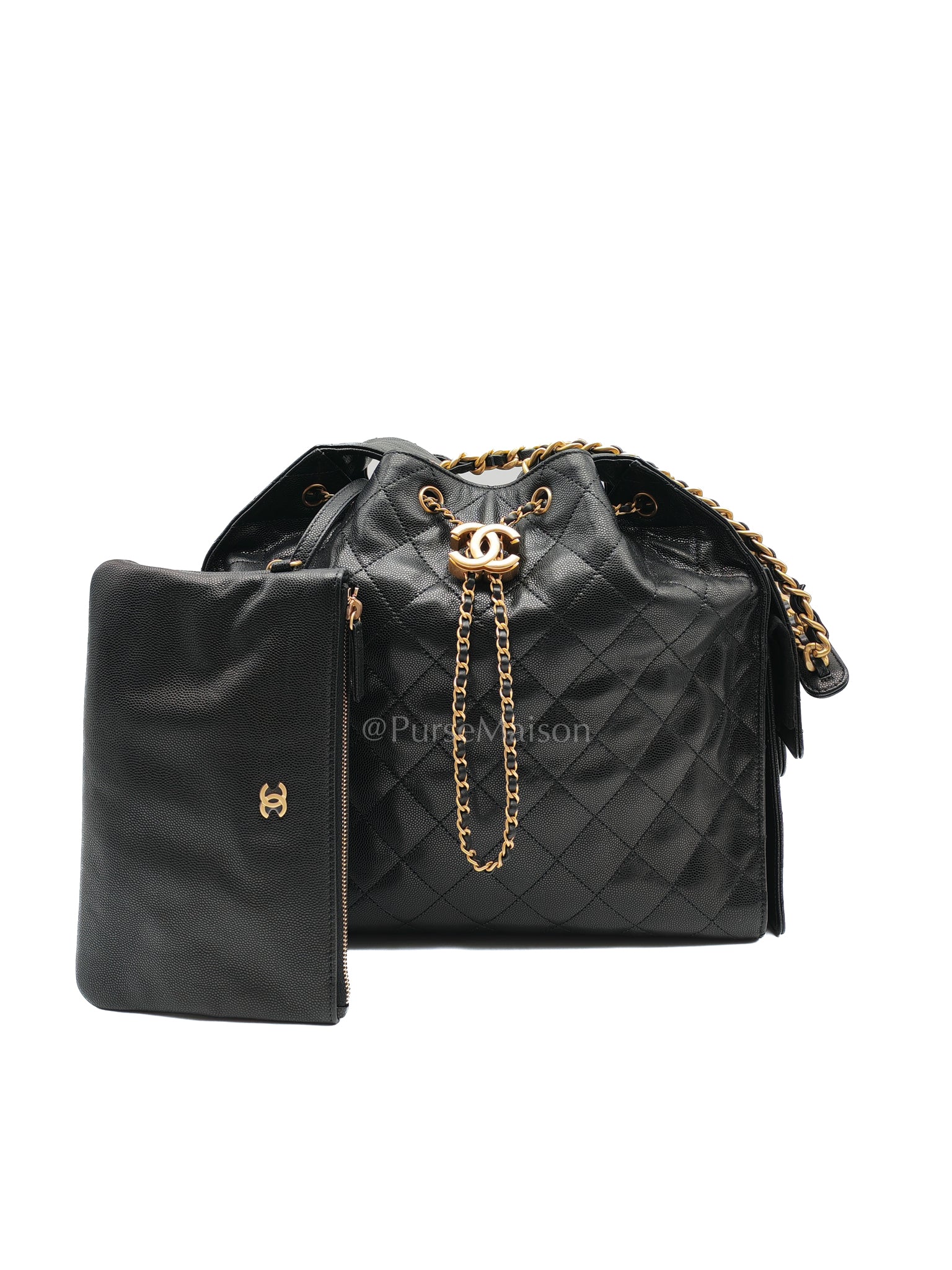 25 Medium in Black Caviar Leather and Aged Gold Hardware (Microchip) | Purse Maison Luxury Bags Shop