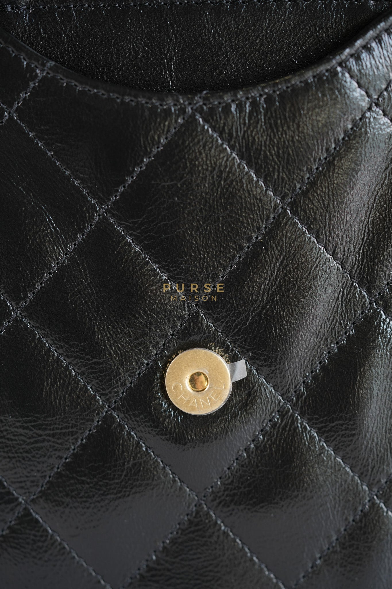 25 Medium in Black Glazed Calfskin Leather Mixed Hardware (Microchip) | Purse Maison Luxury Bags Shop
