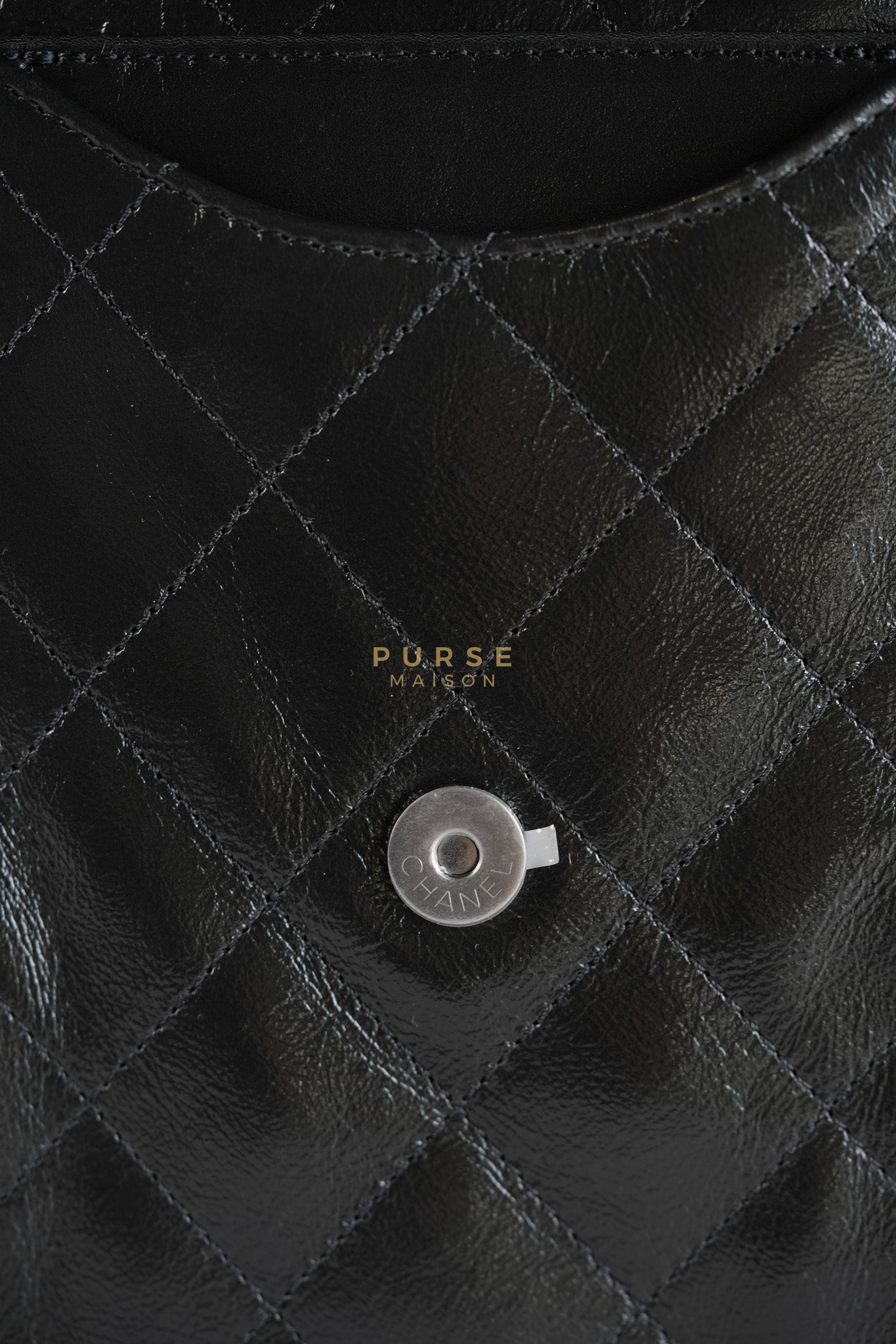 25 Medium in Black Glazed Calfskin Leather Mixed Hardware (Microchip) | Purse Maison Luxury Bags Shop