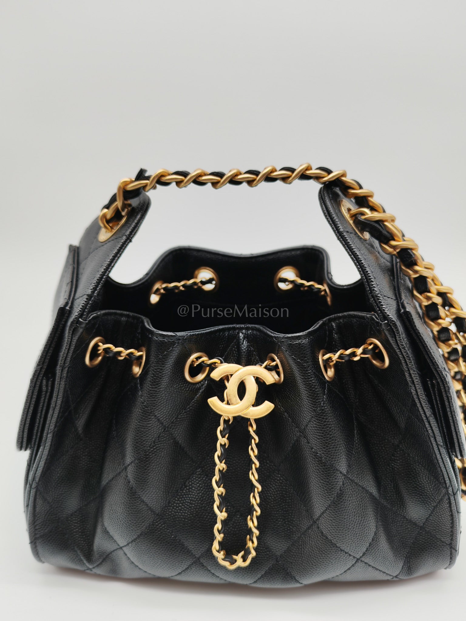 25 Mini Black Caviar Leather in Aged Gold Hardware Microchip(UL****32) | Purse Maison Luxury Bags Shop