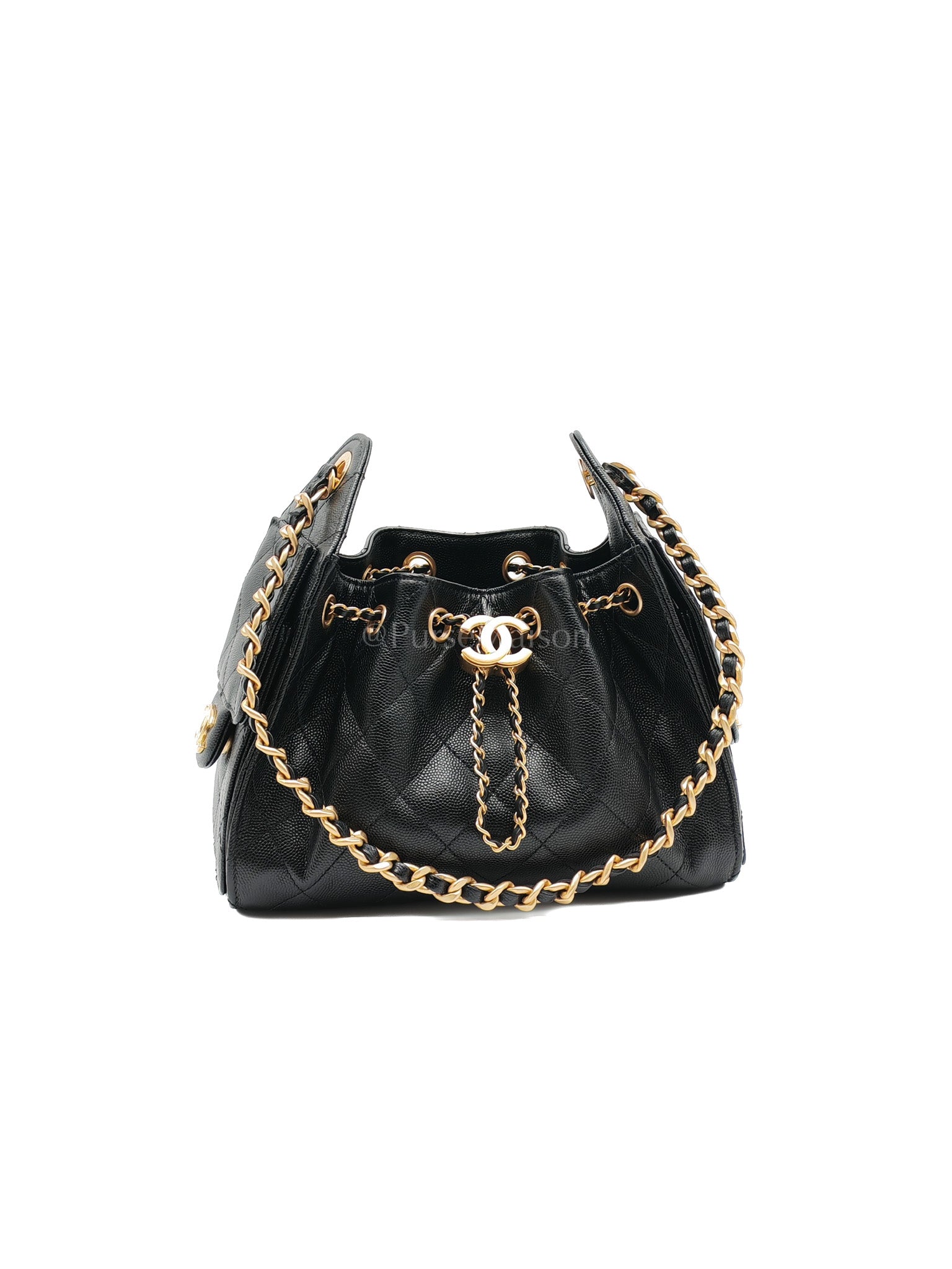 25 Mini Black Caviar Leather in Aged Gold Hardware Microchip(UL****32) | Purse Maison Luxury Bags Shop