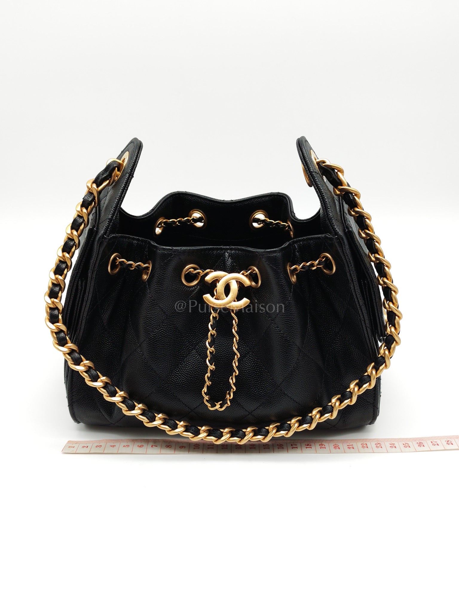 25 Mini Black Caviar Leather in Aged Gold Hardware Microchip(UL****32) | Purse Maison Luxury Bags Shop