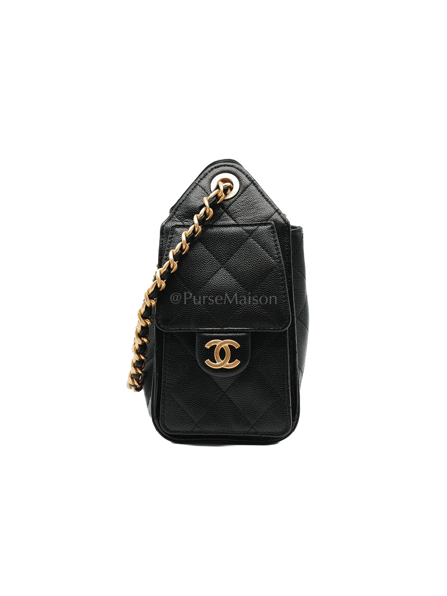 25 Mini Black Caviar Leather in Aged Gold Hardware Microchip(UL****32) | Purse Maison Luxury Bags Shop