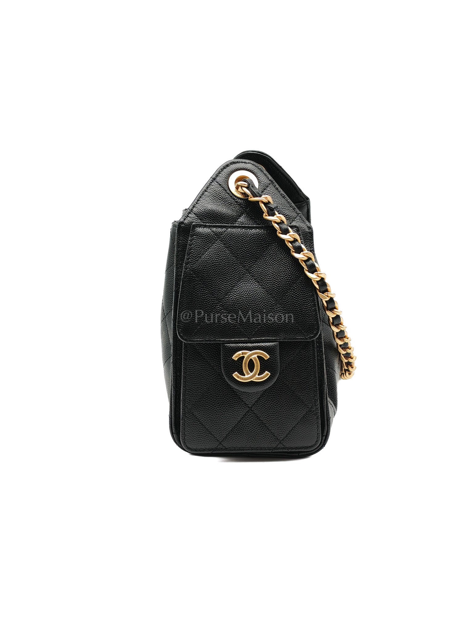 25 Mini Black Caviar Leather in Aged Gold Hardware Microchip(UL****32) | Purse Maison Luxury Bags Shop