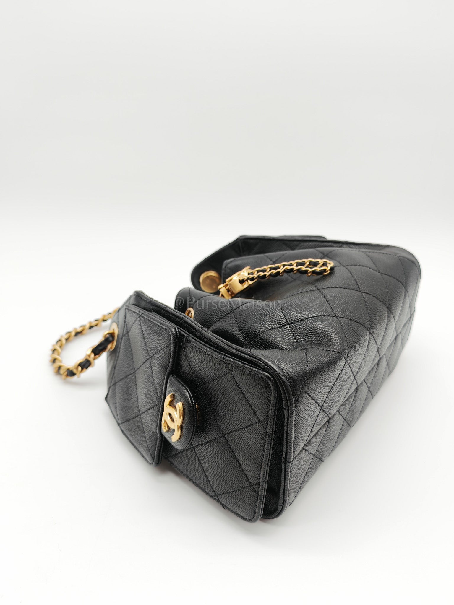 25 Mini Black Caviar Leather in Aged Gold Hardware Microchip(UL****32) | Purse Maison Luxury Bags Shop