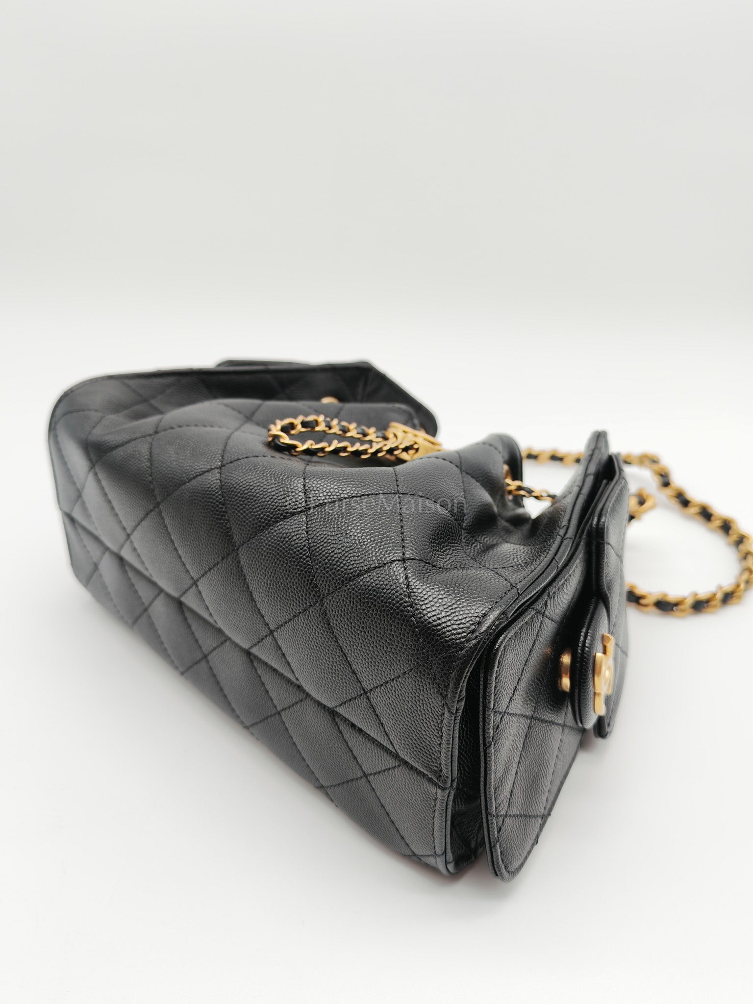 25 Mini Black Caviar Leather in Aged Gold Hardware Microchip(UL****32) | Purse Maison Luxury Bags Shop