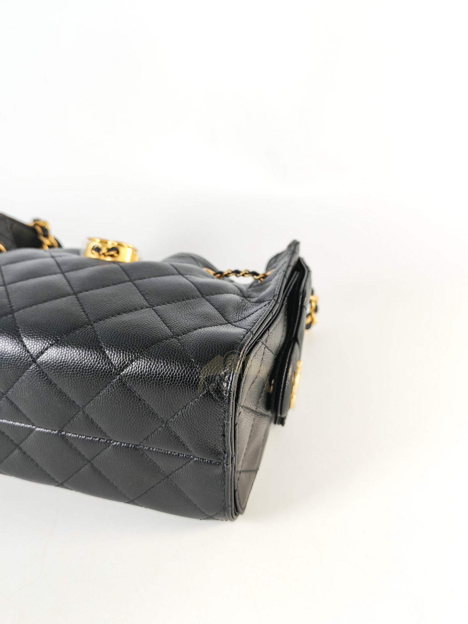 25 Mini in Black Caviar Leather Aged Gold Hardware (Microchip) | Purse Maison Luxury Bags Shop
