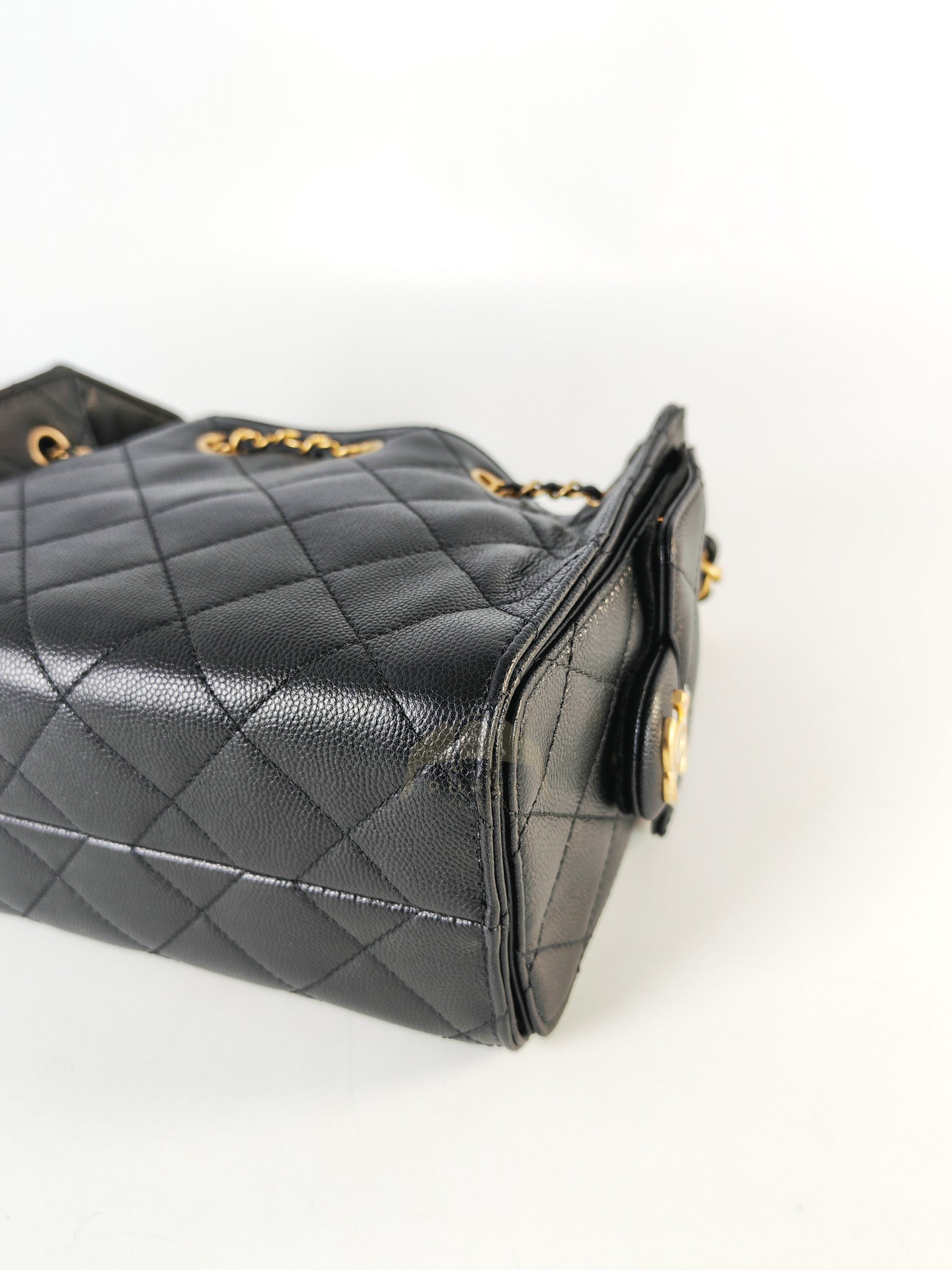 25 Mini in Black Caviar Leather Aged Gold Hardware (Microchip) | Purse Maison Luxury Bags Shop