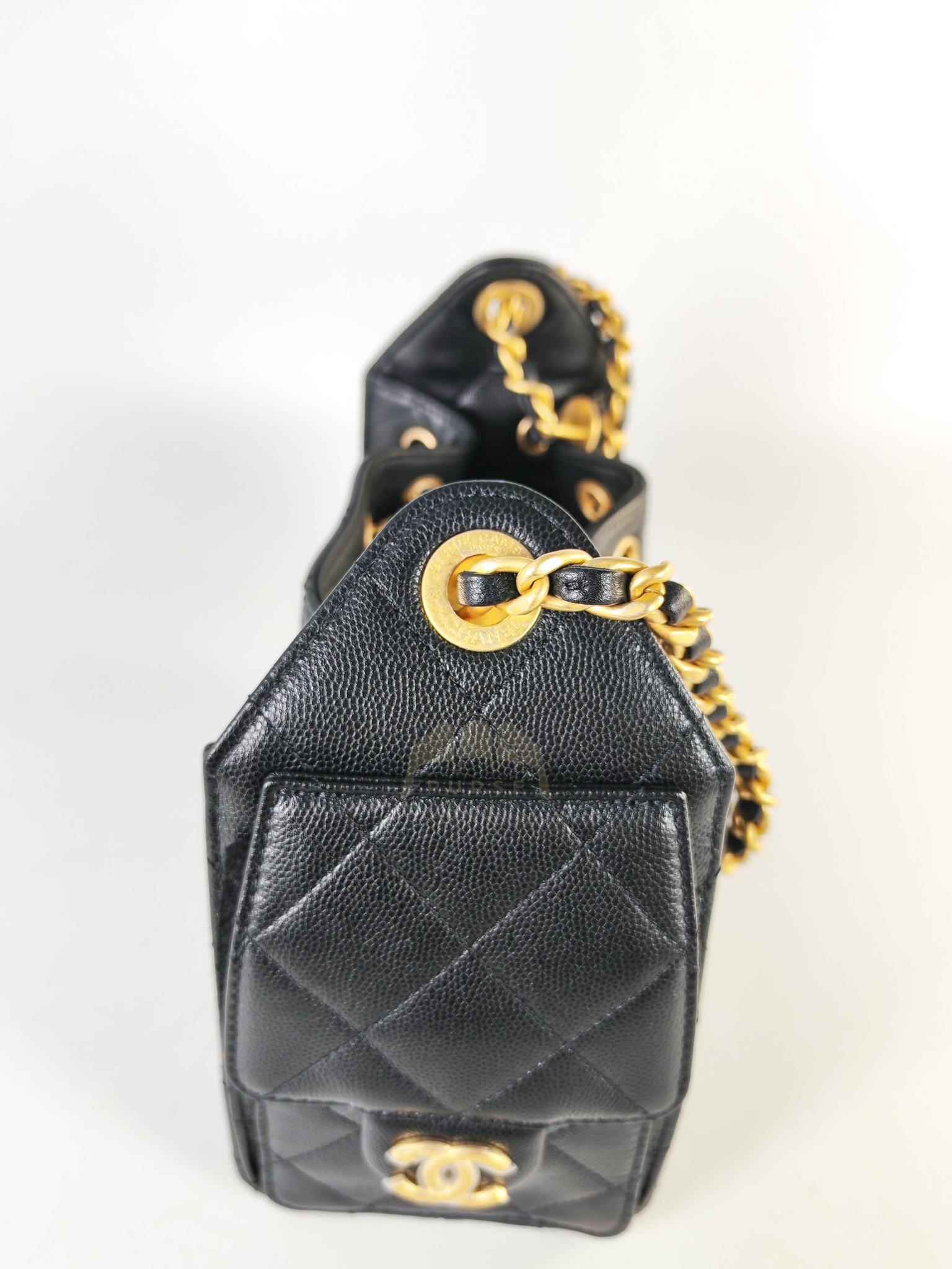 25 Mini in Black Caviar Leather Aged Gold Hardware (Microchip) | Purse Maison Luxury Bags Shop