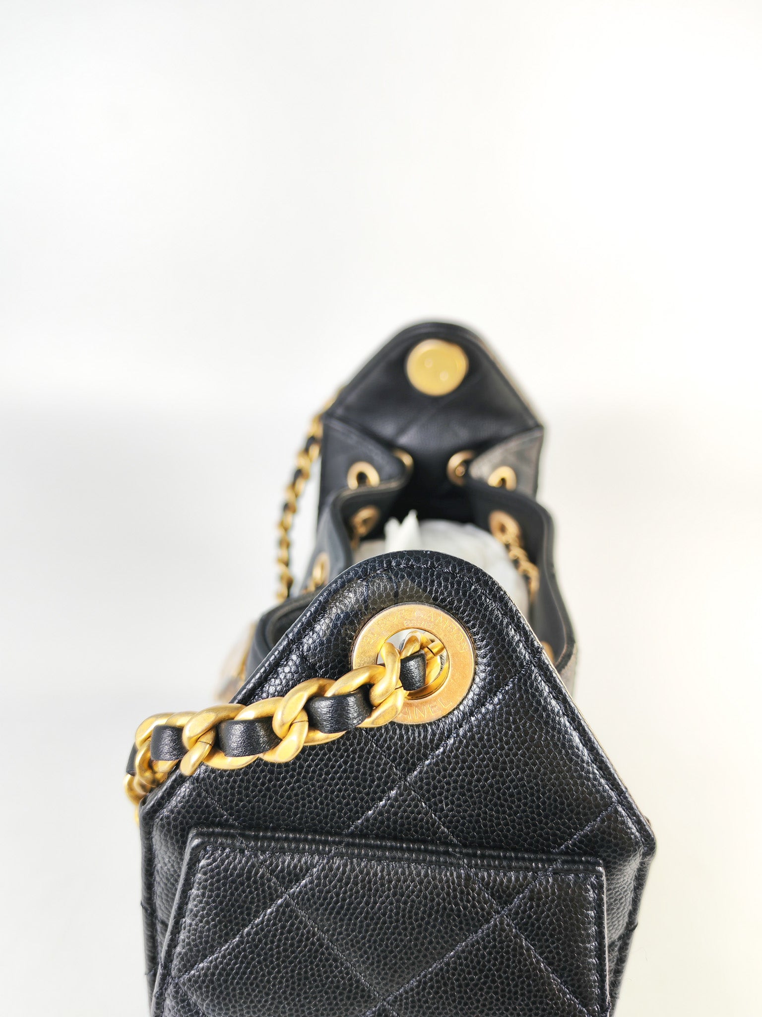 25 Mini in Black Caviar Leather Aged Gold Hardware (Microchip) | Purse Maison Luxury Bags Shop