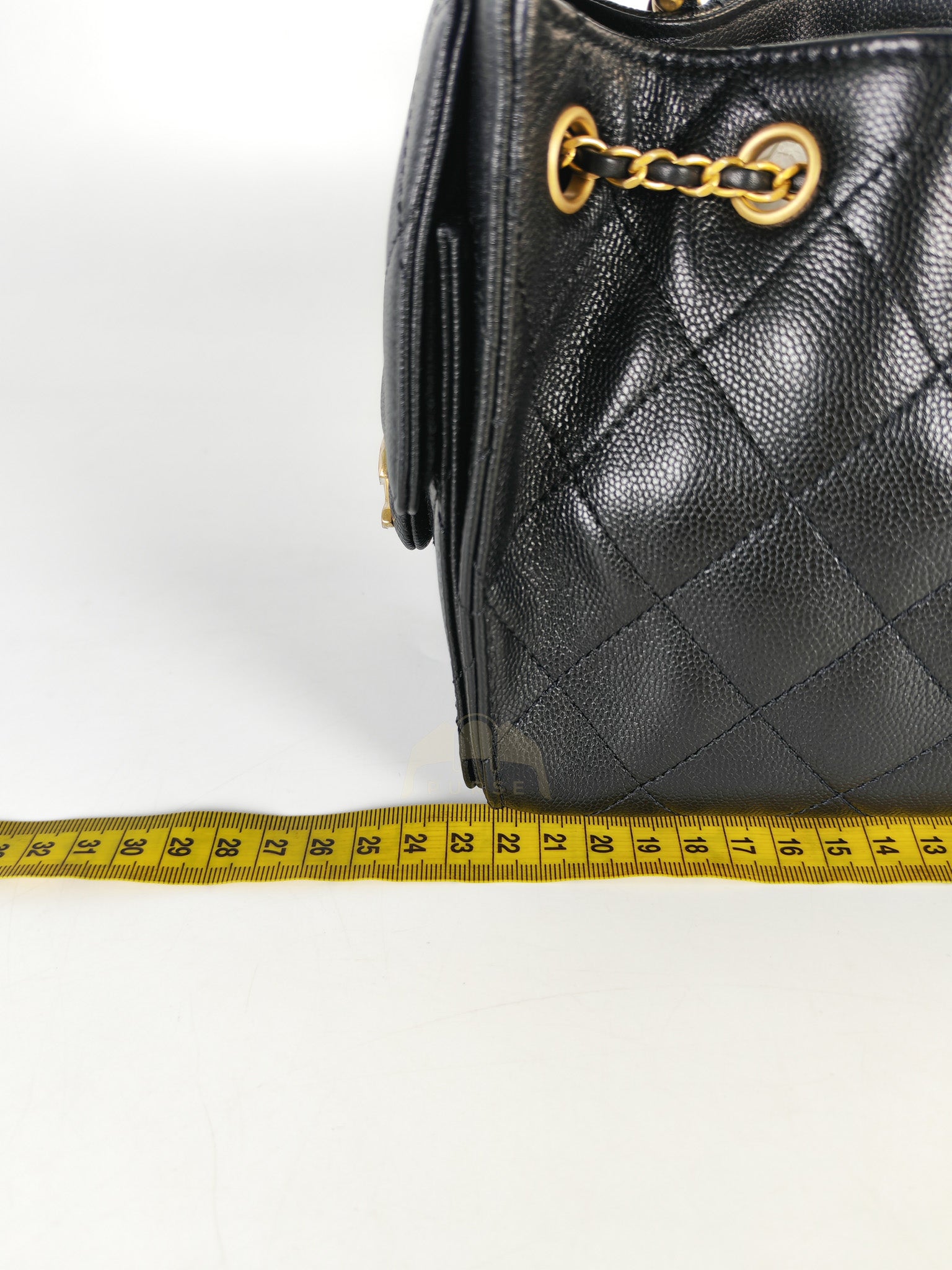 25 Mini in Black Caviar Leather Aged Gold Hardware (Microchip) | Purse Maison Luxury Bags Shop