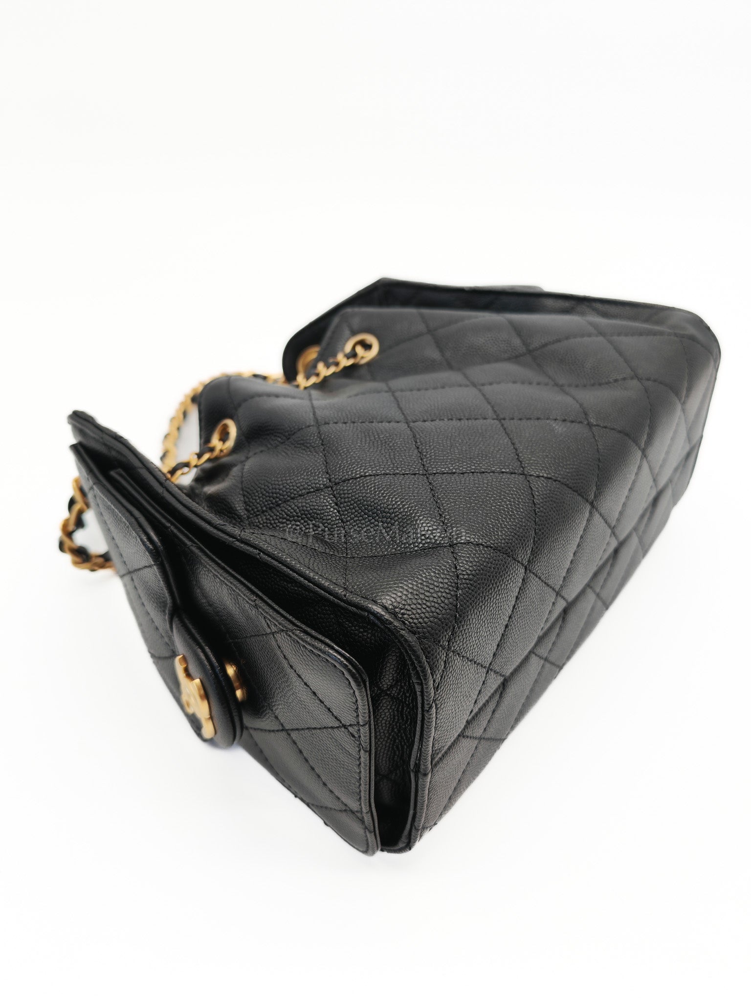 25 Mini in Black Caviar Leather Aged Gold Hardware(Microchip) | Purse Maison Luxury Bags Shop