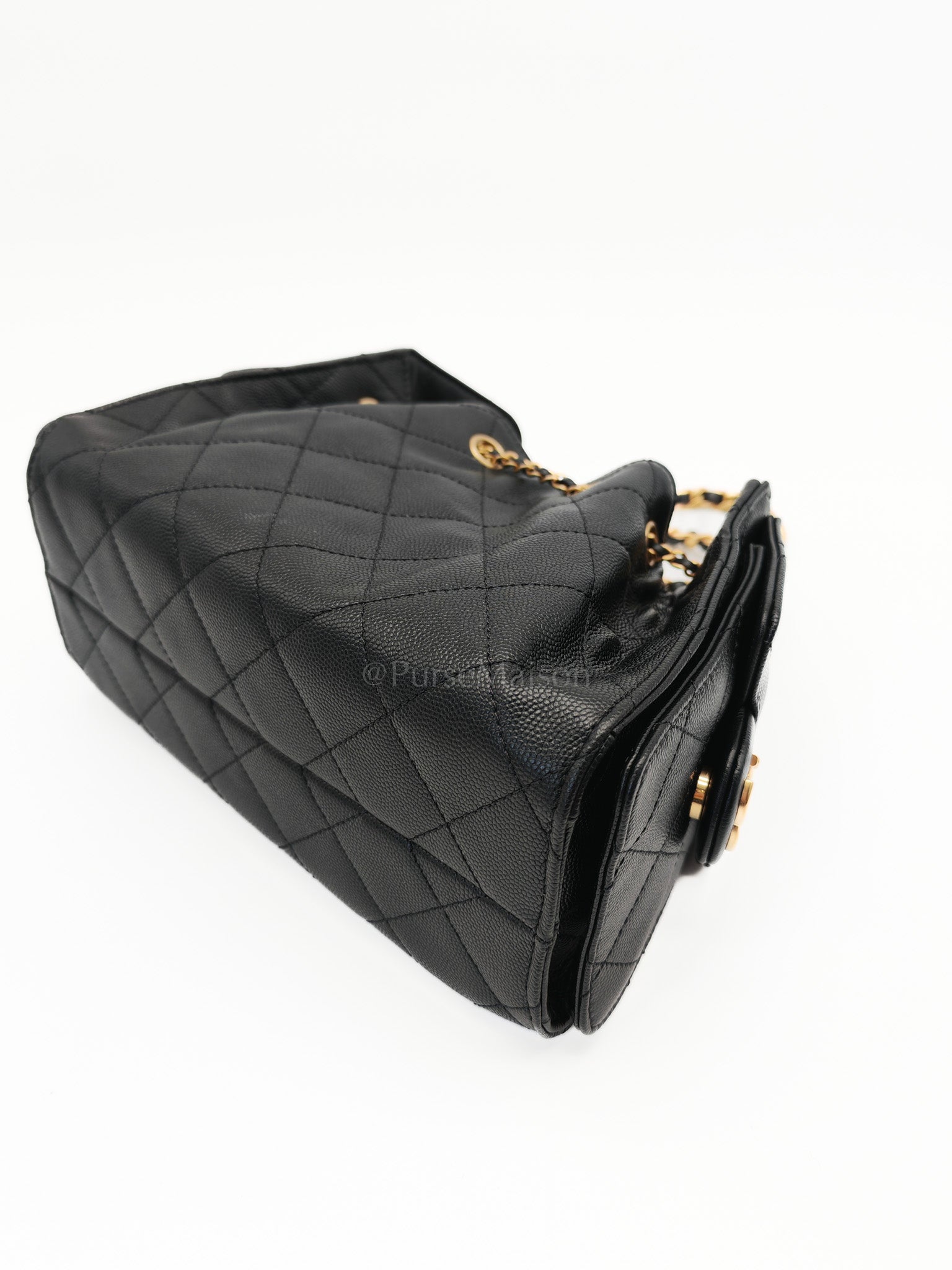 25 Mini in Black Caviar Leather Aged Gold Hardware(Microchip) | Purse Maison Luxury Bags Shop