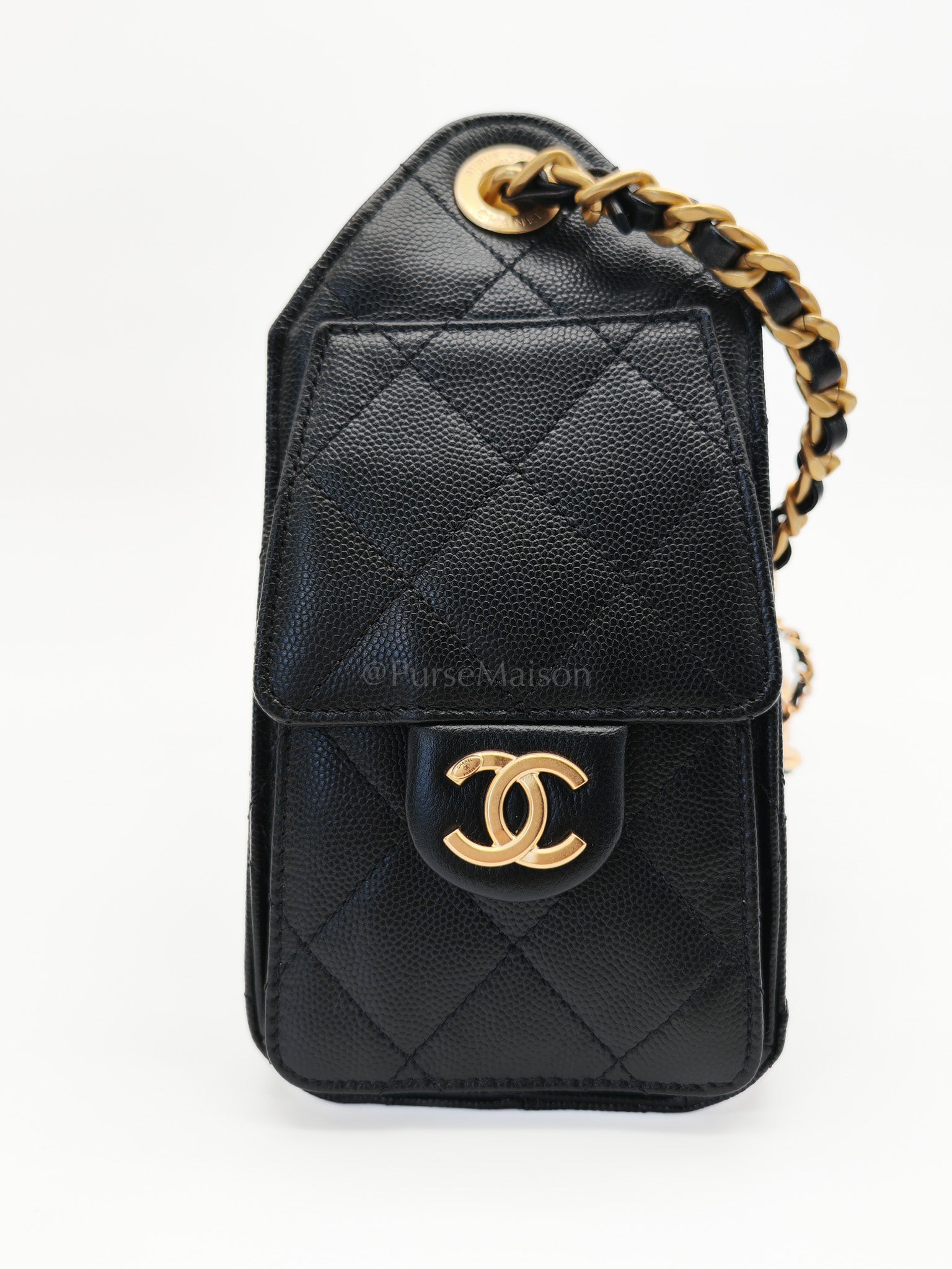 25 Mini in Black Caviar Leather Aged Gold Hardware(Microchip) | Purse Maison Luxury Bags Shop